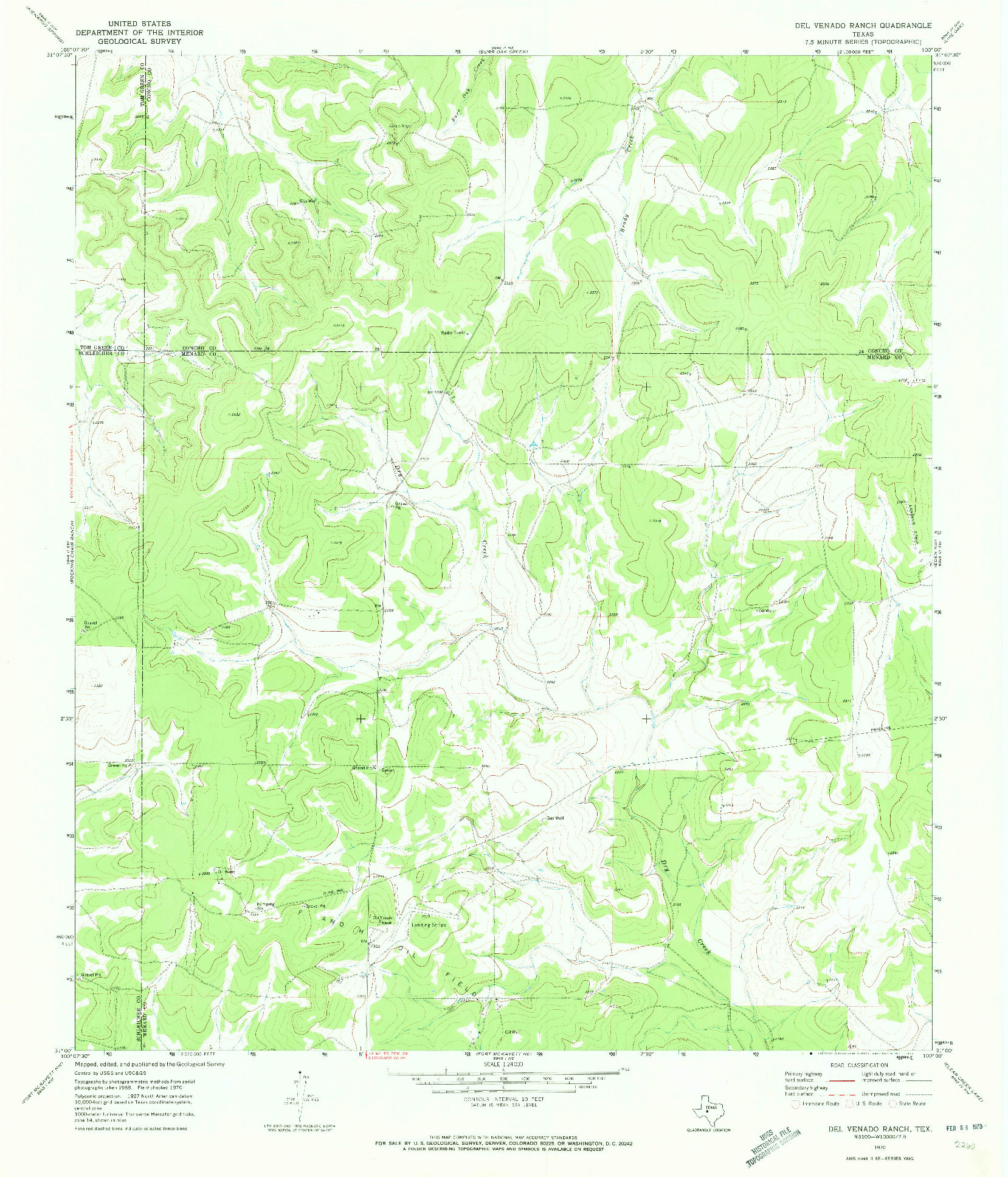 USGS 1:24000-SCALE QUADRANGLE FOR DEL VENADO RANCH, TX 1970