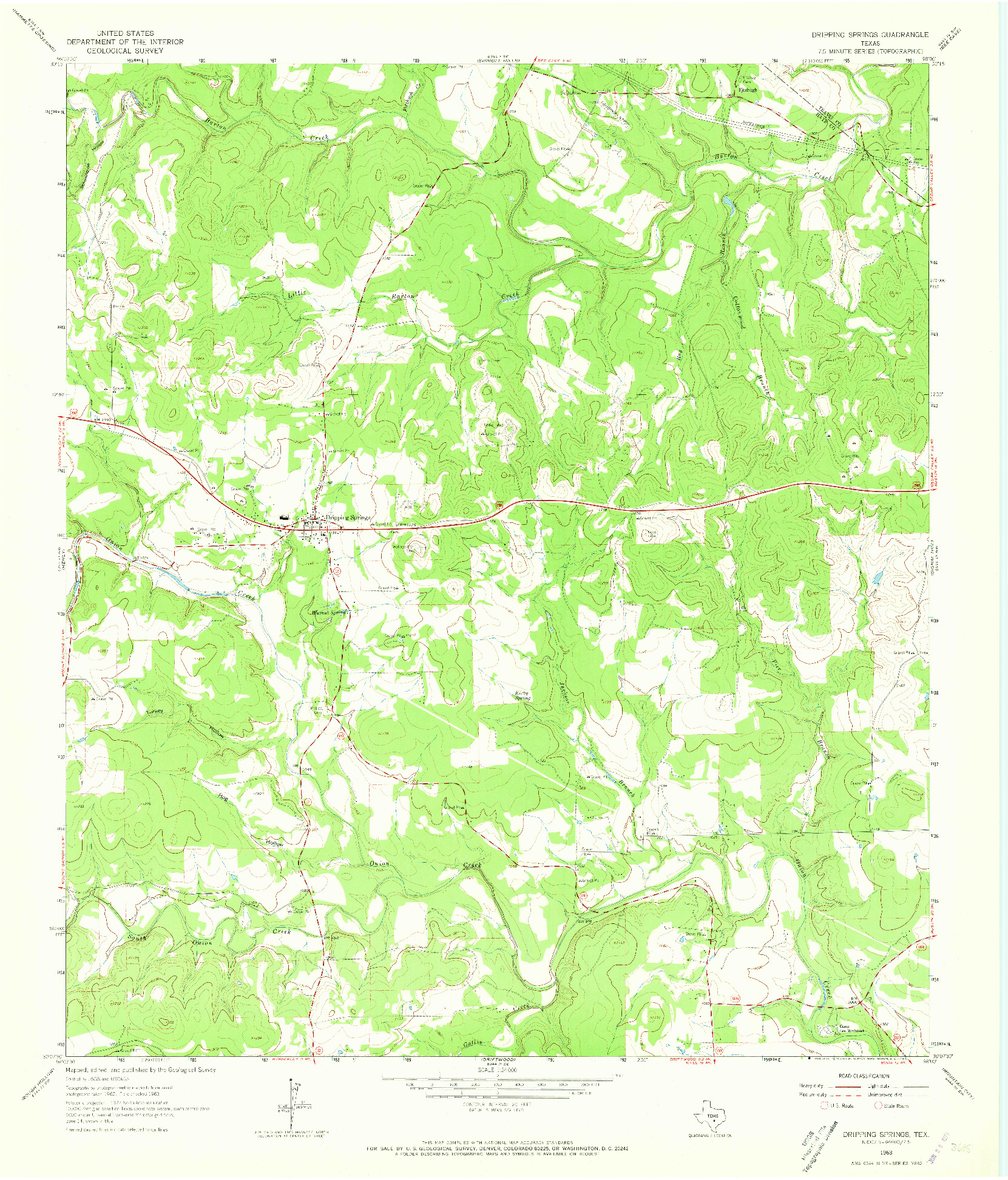 USGS 1:24000-SCALE QUADRANGLE FOR DRIPPING SPRINGS, TX 1963