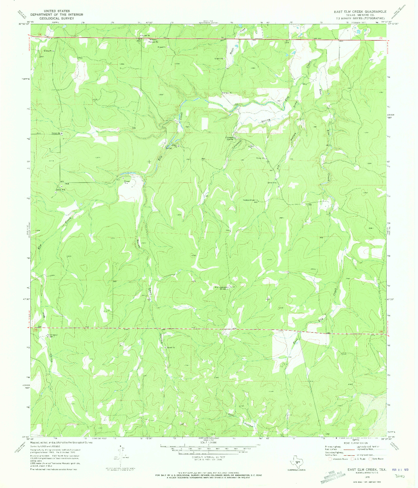 USGS 1:24000-SCALE QUADRANGLE FOR EAST ELM CREEK, TX 1970