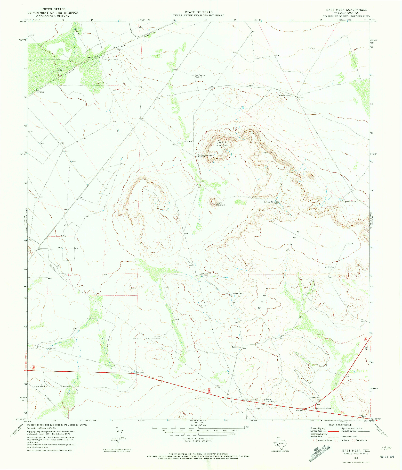 USGS 1:24000-SCALE QUADRANGLE FOR EAST MESA, TX 1970