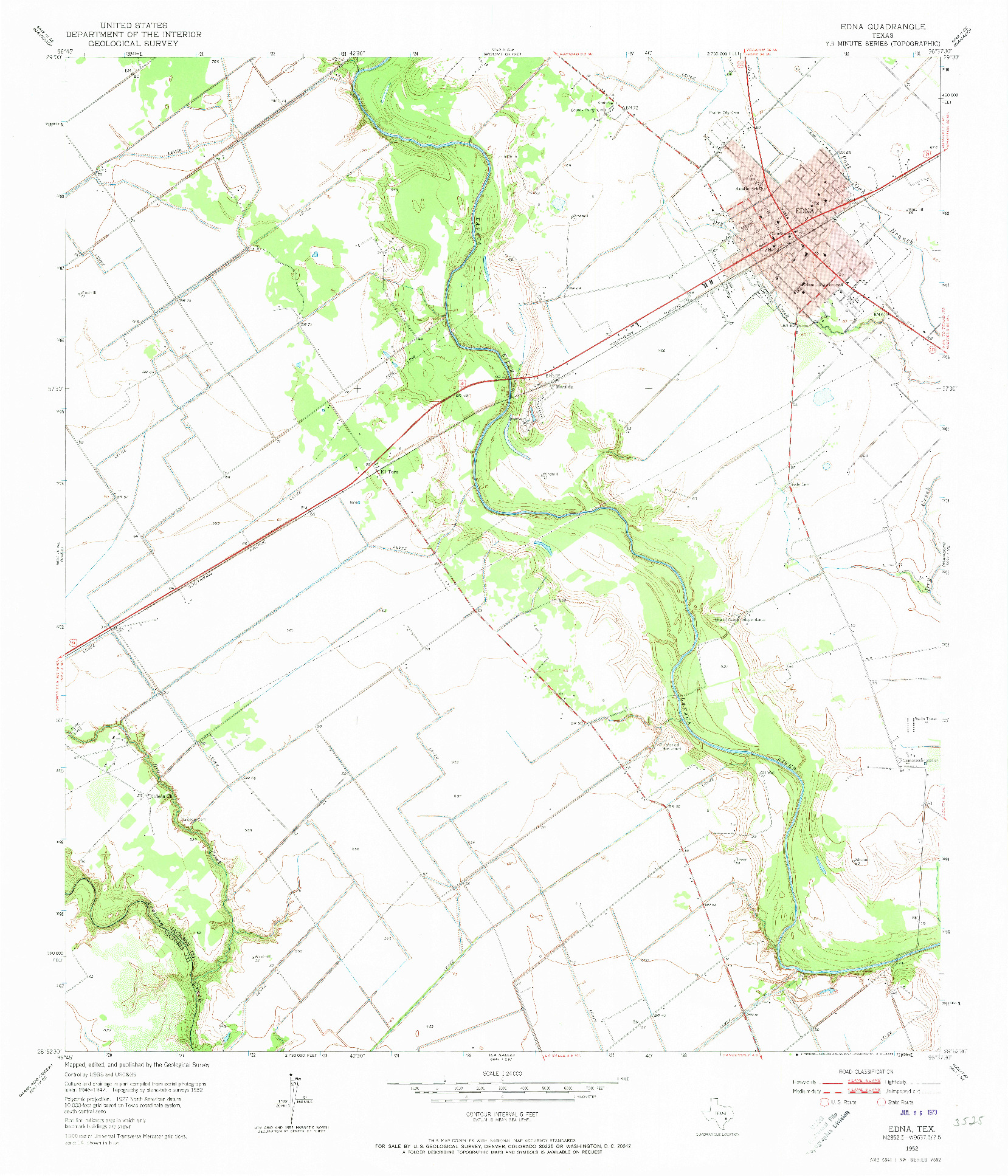 USGS 1:24000-SCALE QUADRANGLE FOR EDNA, TX 1952