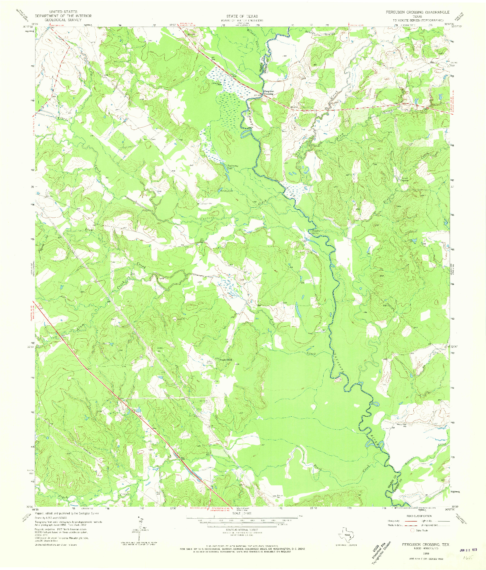 USGS 1:24000-SCALE QUADRANGLE FOR FERGUSON CROSSING, TX 1959