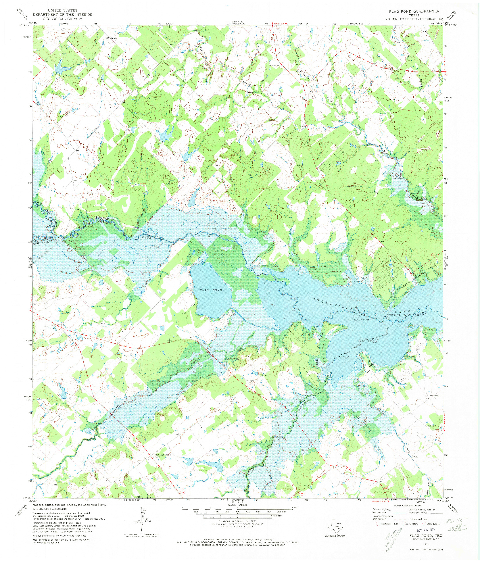 USGS 1:24000-SCALE QUADRANGLE FOR FLAG POND, TX 1971