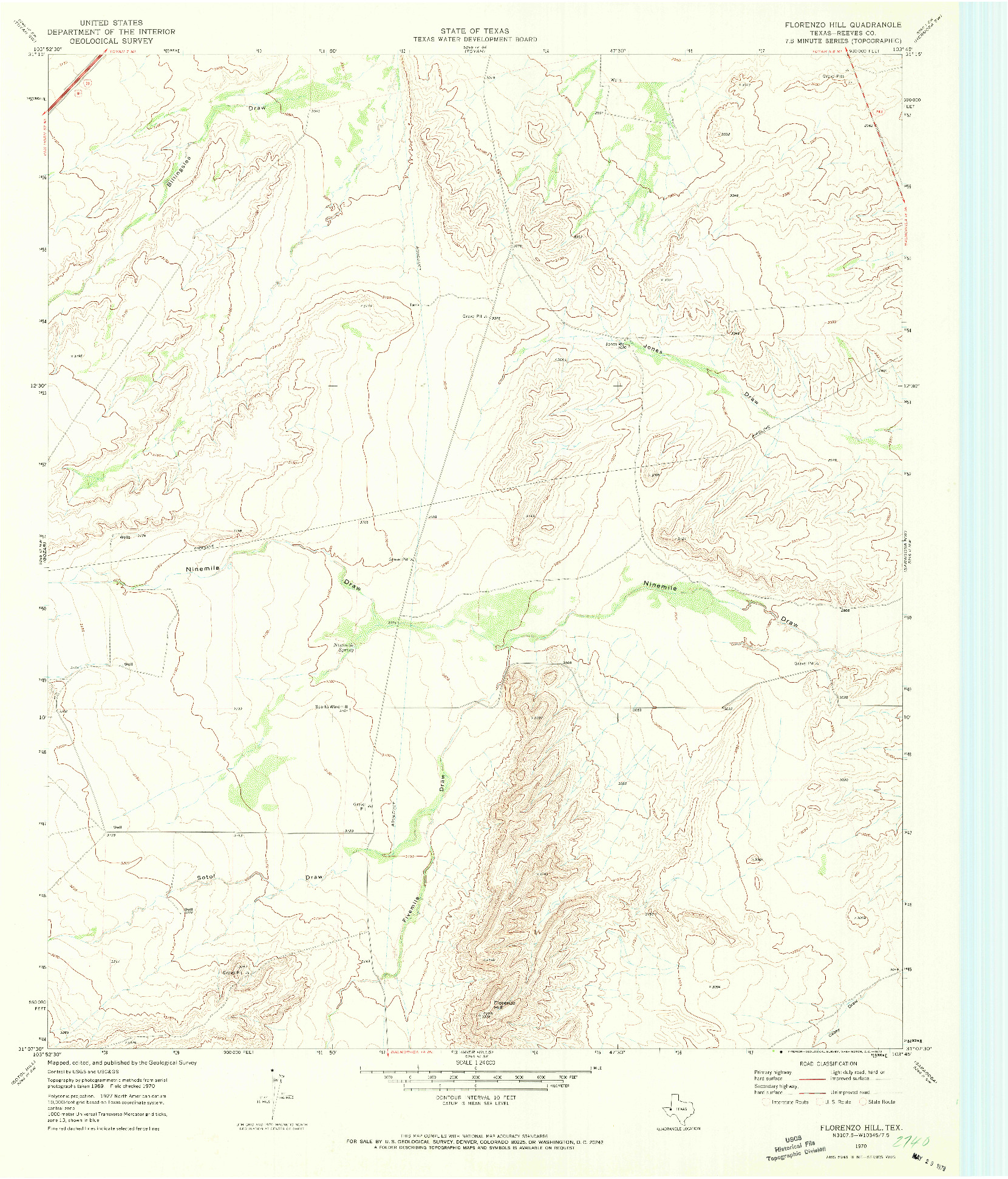 USGS 1:24000-SCALE QUADRANGLE FOR FLORENZO HILL, TX 1970