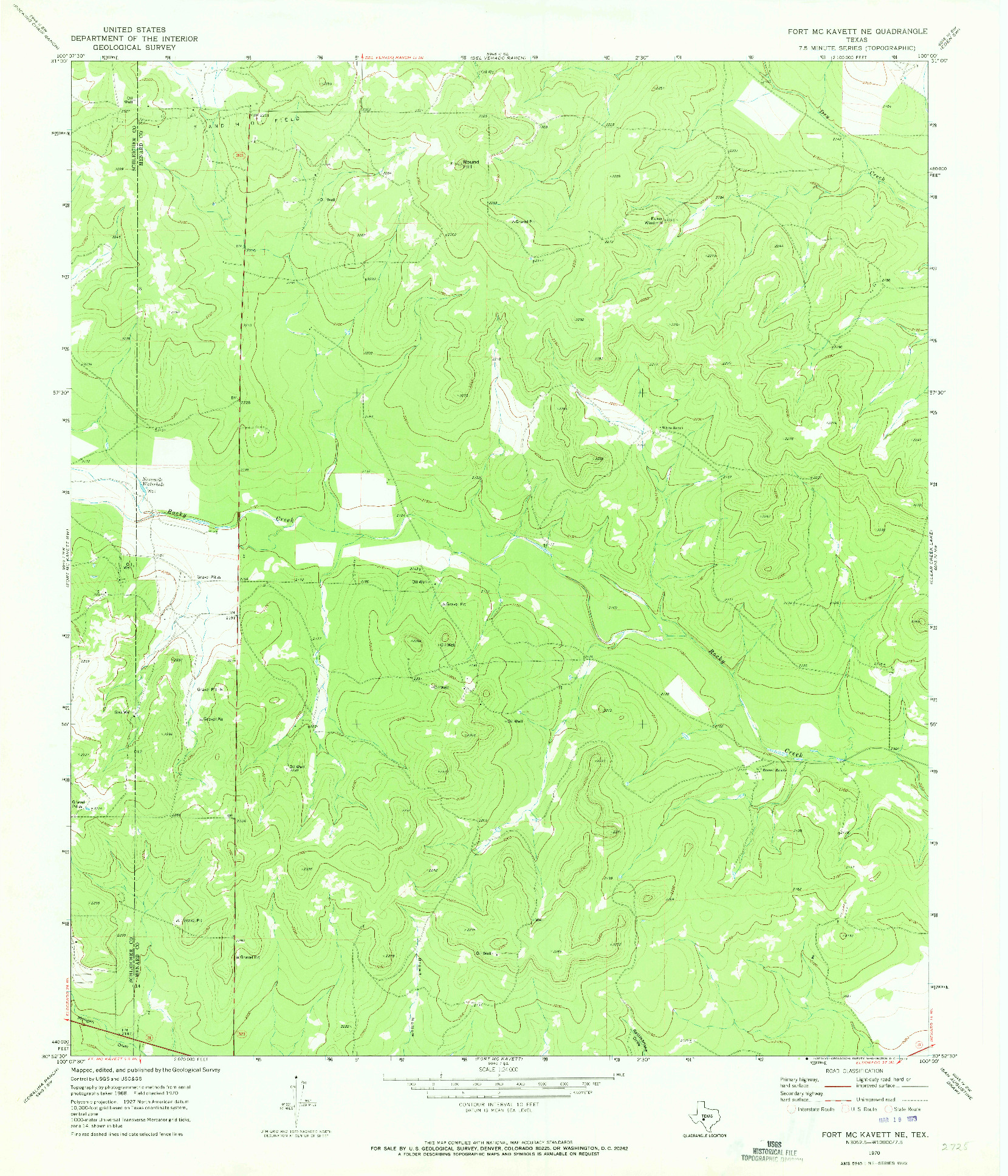 USGS 1:24000-SCALE QUADRANGLE FOR FORT MCKAVETT NE, TX 1970