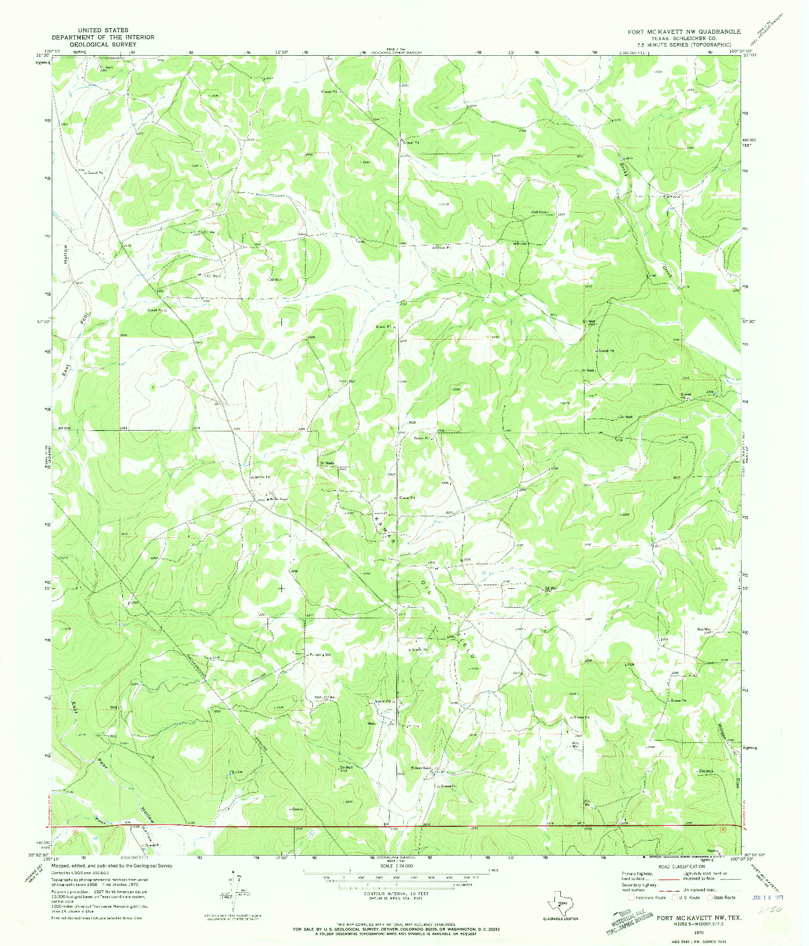 USGS 1:24000-SCALE QUADRANGLE FOR FORT MCKAVETT NW, TX 1970