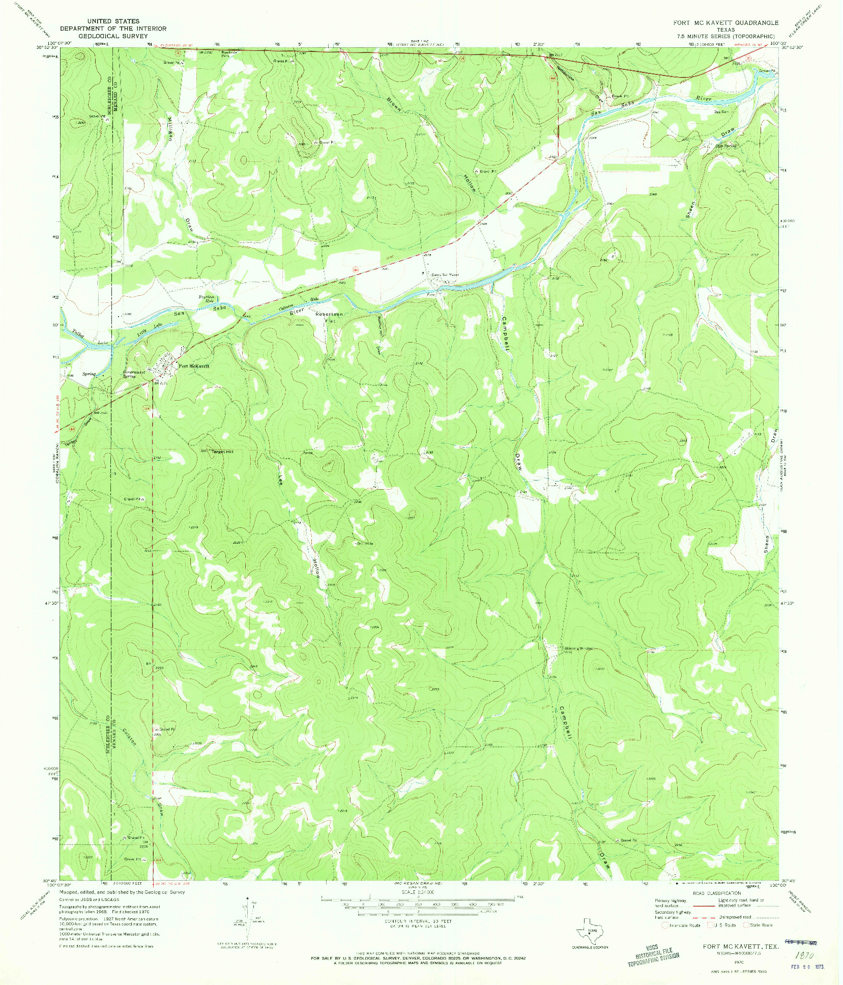 USGS 1:24000-SCALE QUADRANGLE FOR FORT MCKAVETT, TX 1970