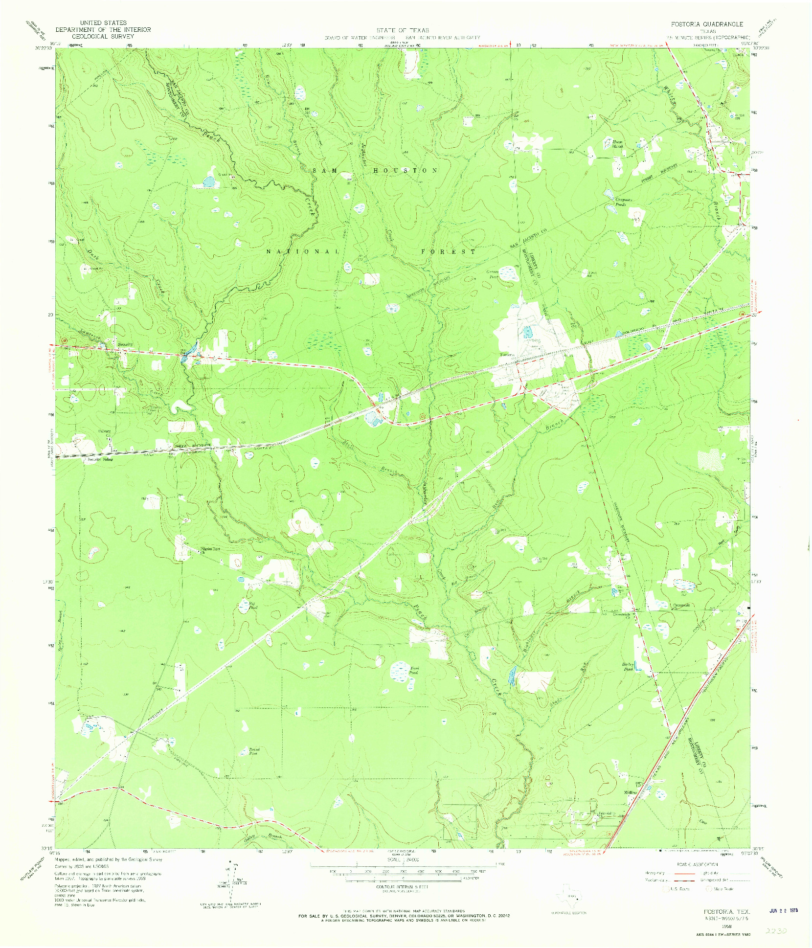 USGS 1:24000-SCALE QUADRANGLE FOR FOSTORIA, TX 1958