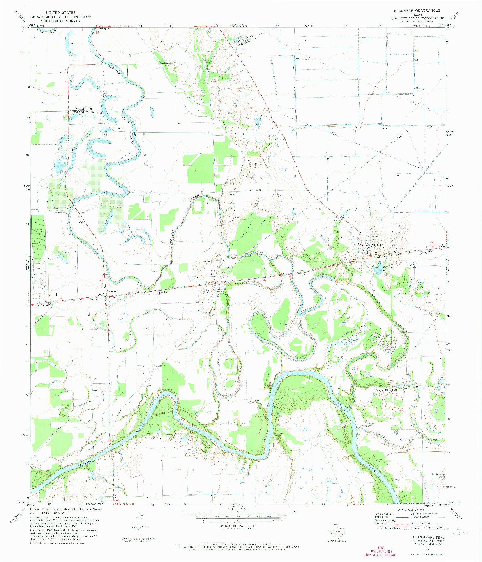 USGS 1:24000-SCALE QUADRANGLE FOR FULSHEAR, TX 1971