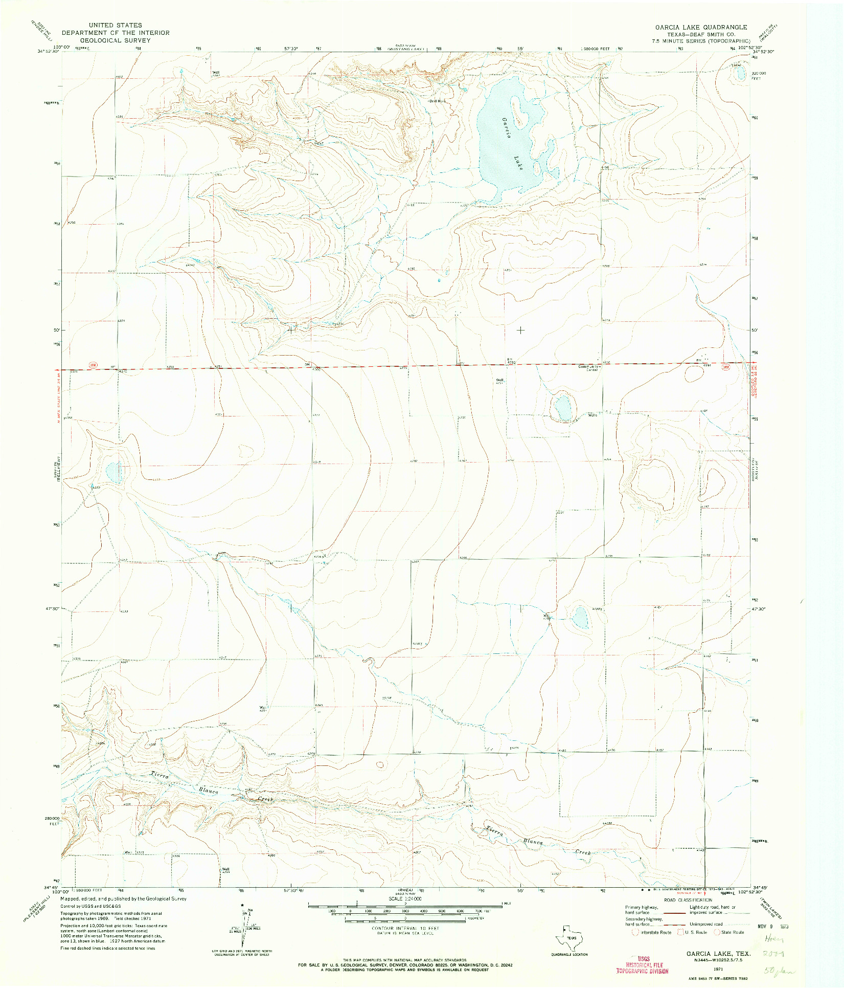 USGS 1:24000-SCALE QUADRANGLE FOR GARCIA LAKE, TX 1971