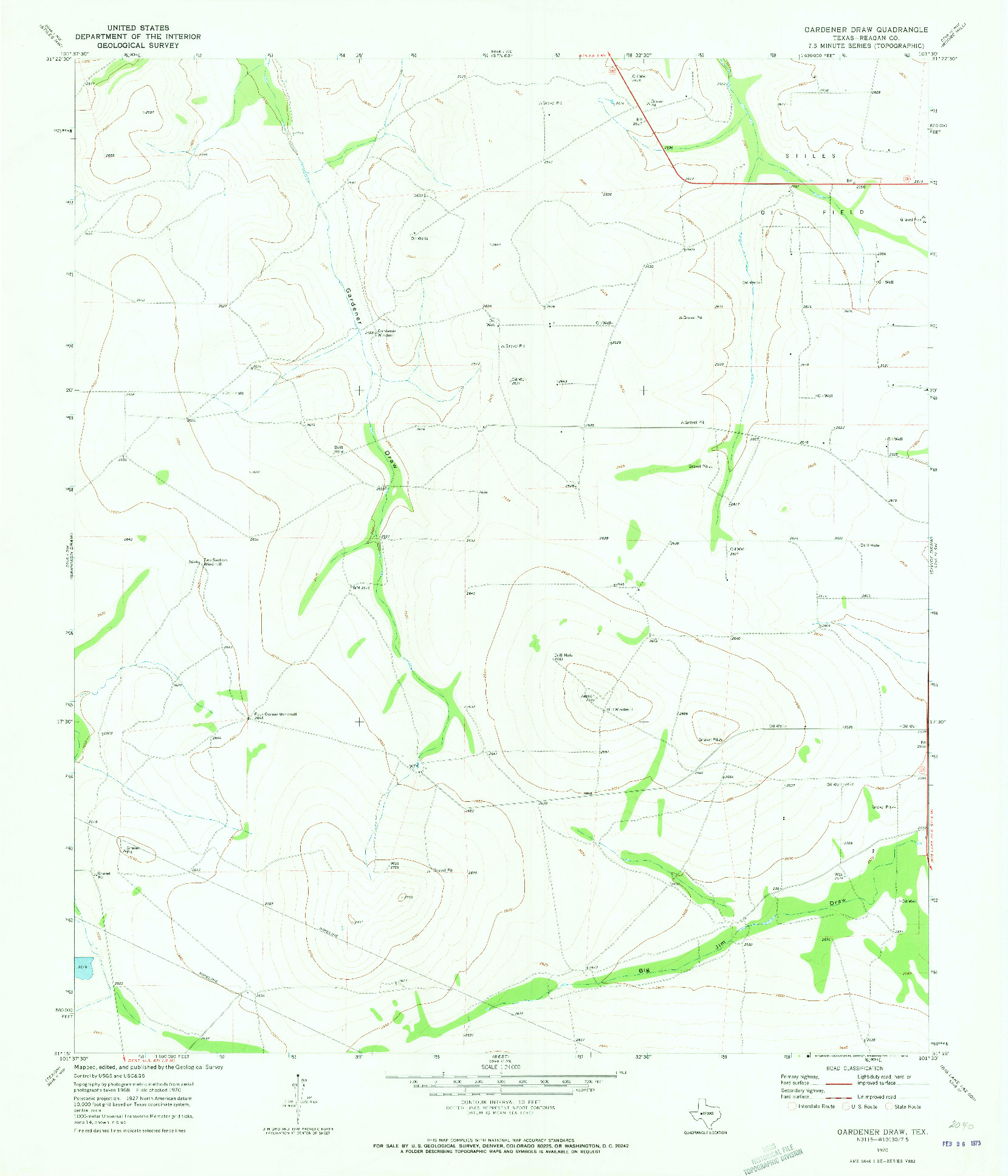 USGS 1:24000-SCALE QUADRANGLE FOR GARDENER DRAW, TX 1970