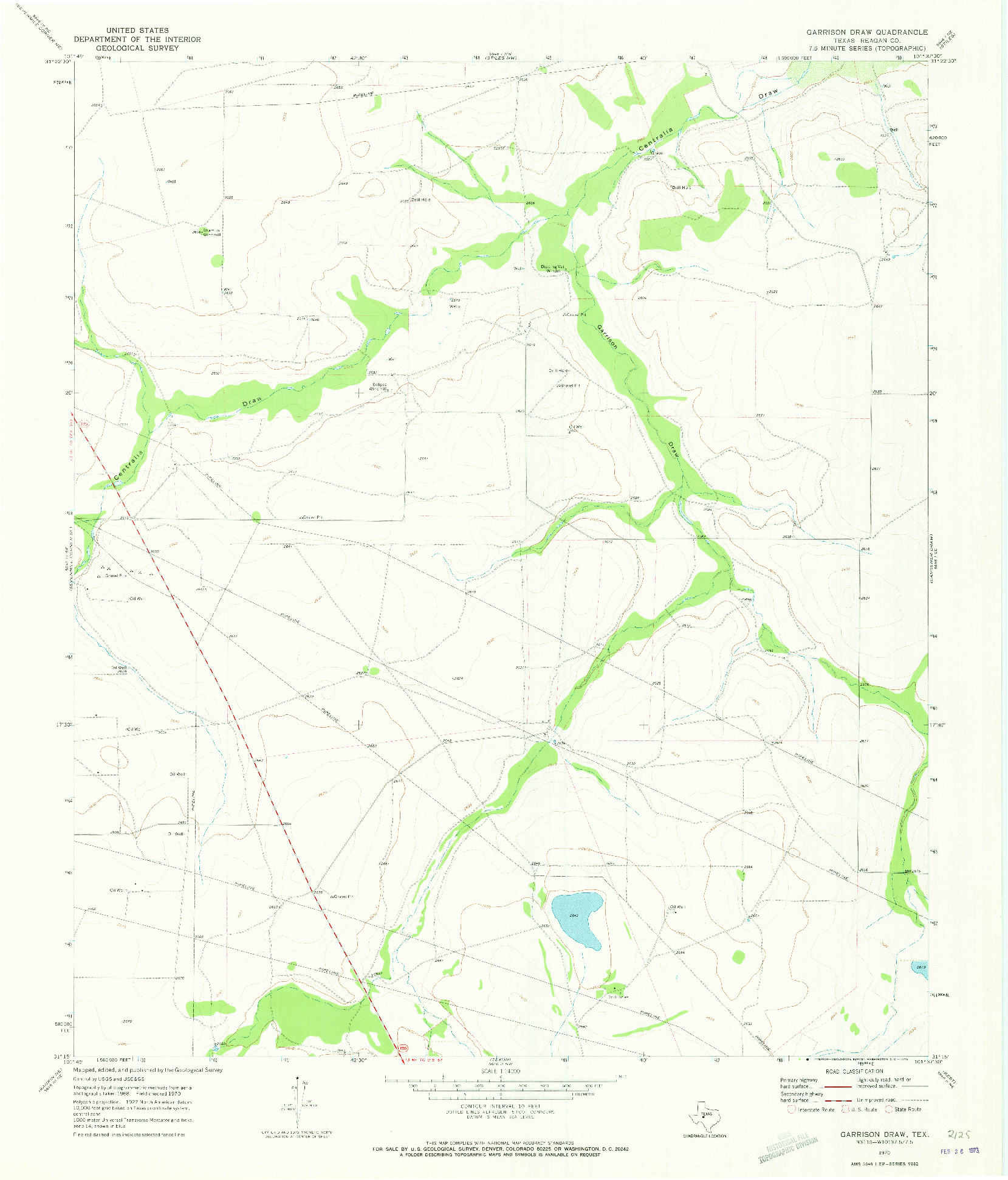 USGS 1:24000-SCALE QUADRANGLE FOR GARRISON DRAW, TX 1970