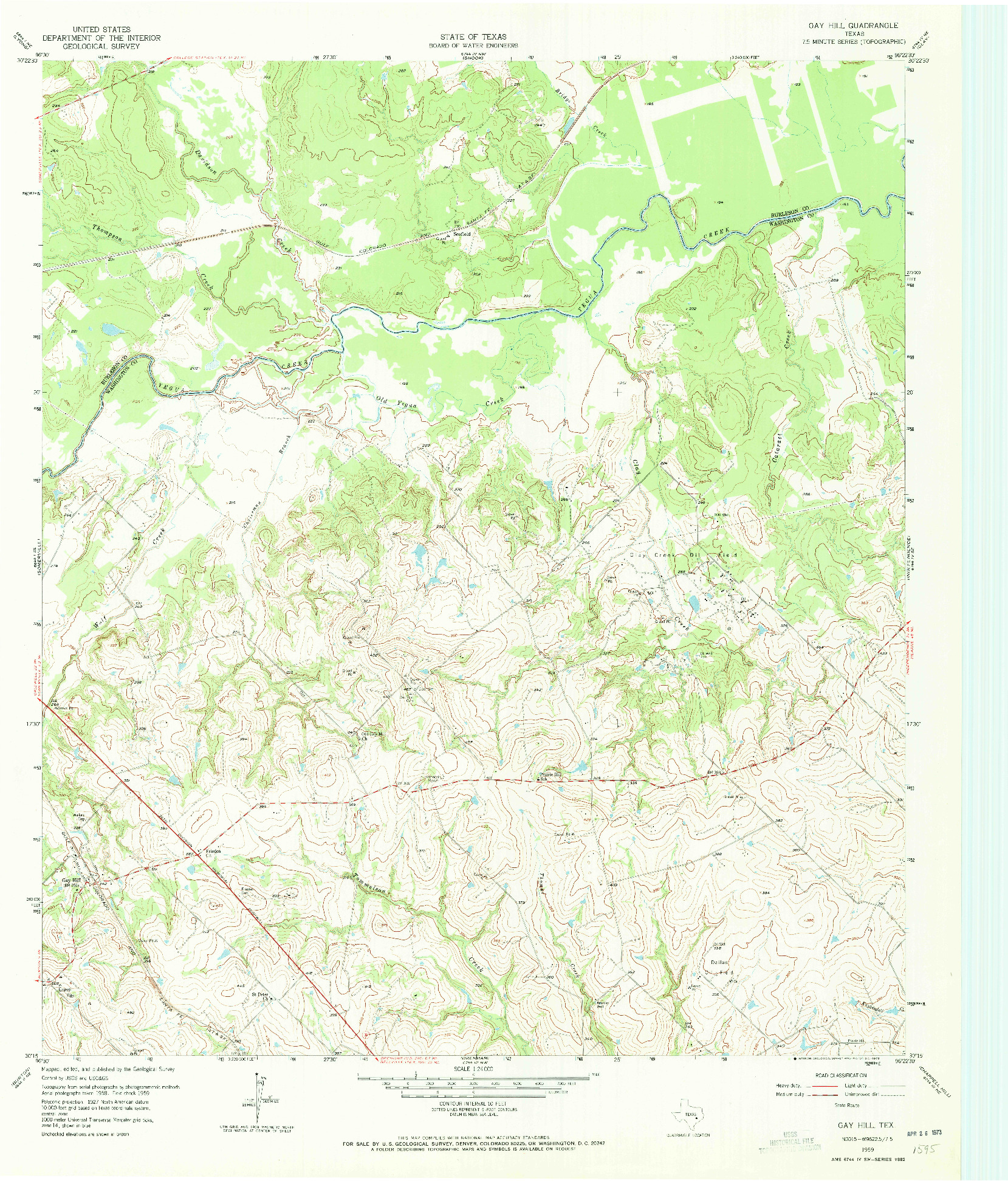 USGS 1:24000-SCALE QUADRANGLE FOR GAY HILL, TX 1959