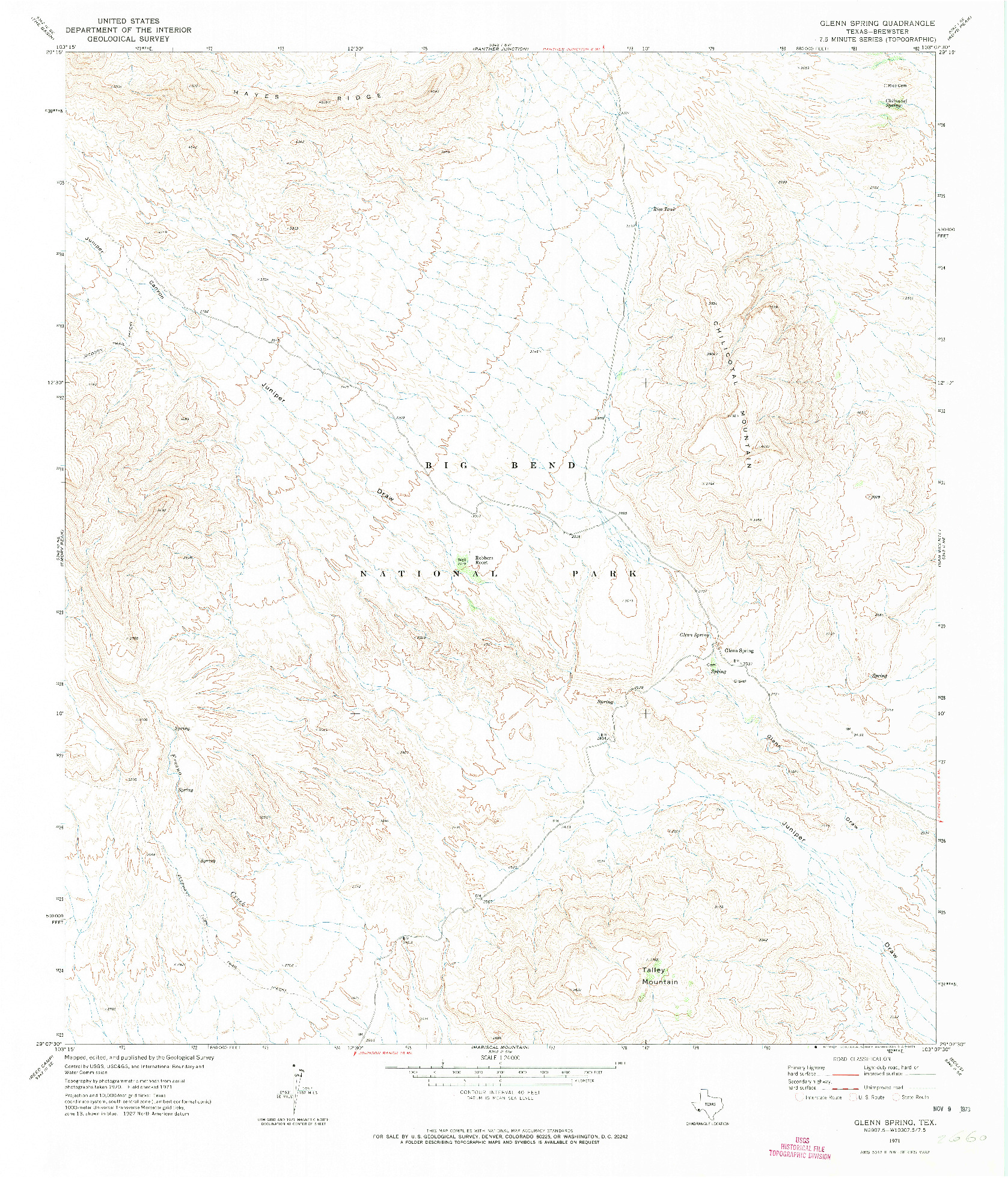 USGS 1:24000-SCALE QUADRANGLE FOR GLENN SPRING, TX 1971