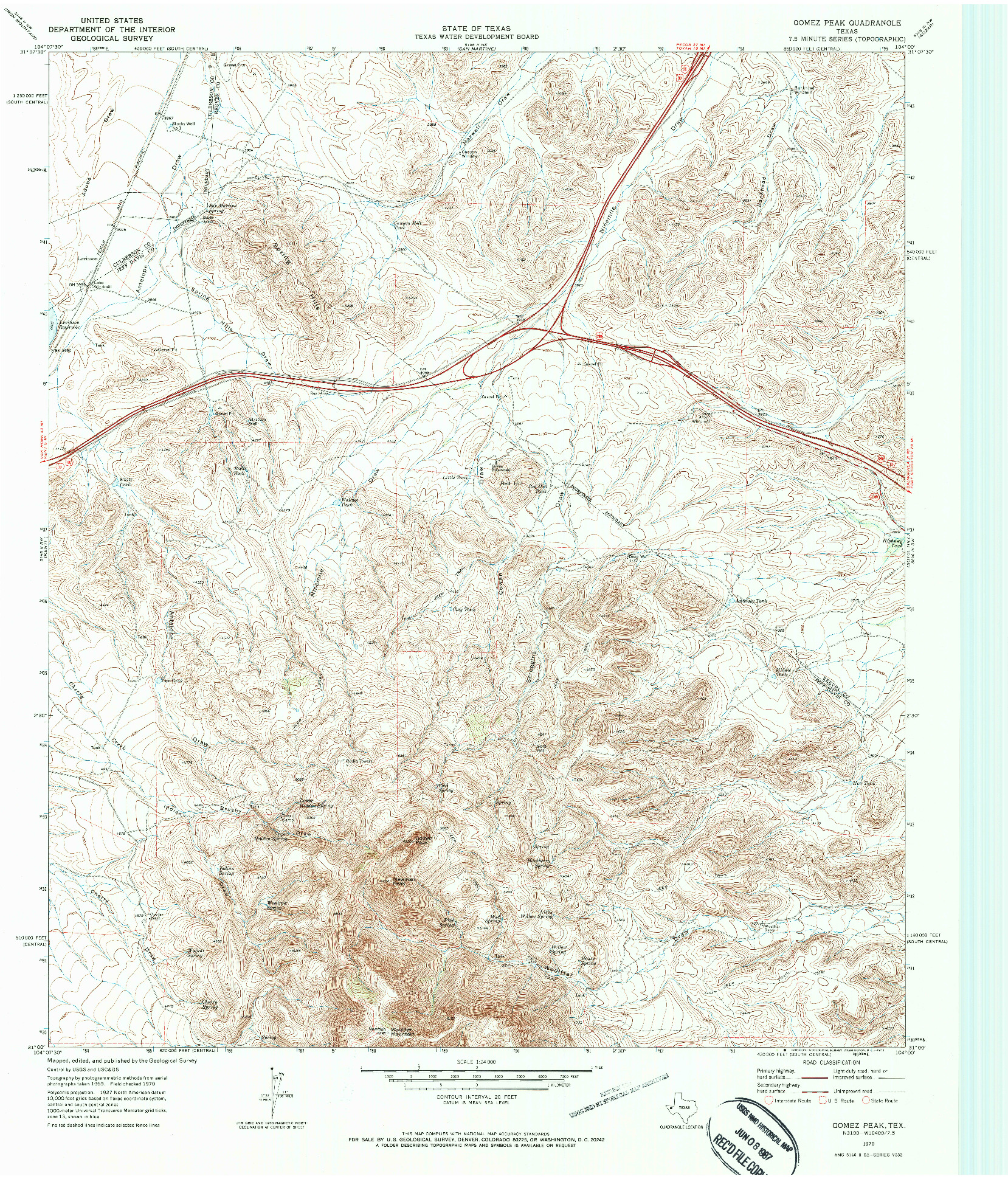 USGS 1:24000-SCALE QUADRANGLE FOR GOMEZ PEAK, TX 1970