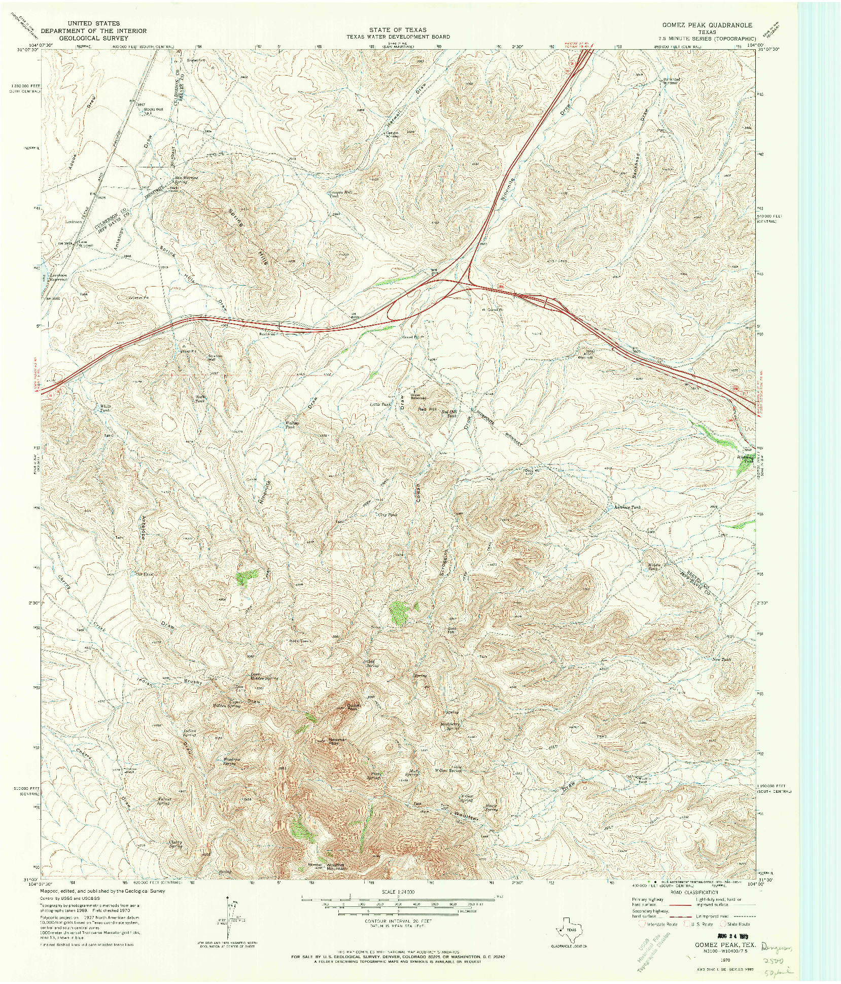 USGS 1:24000-SCALE QUADRANGLE FOR GOMEZ PEAK, TX 1970