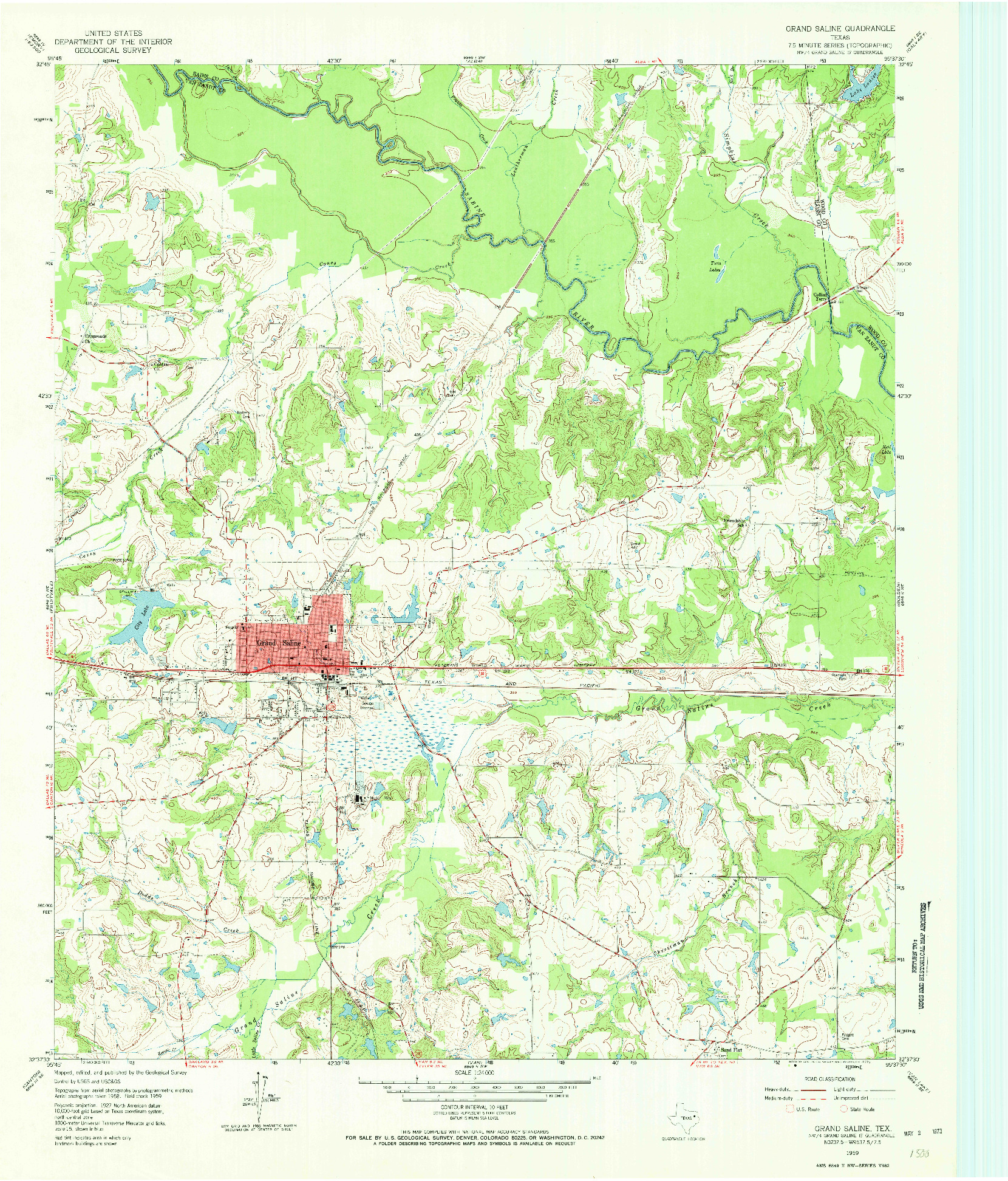 USGS 1:24000-SCALE QUADRANGLE FOR GRAND SALINE, TX 1959