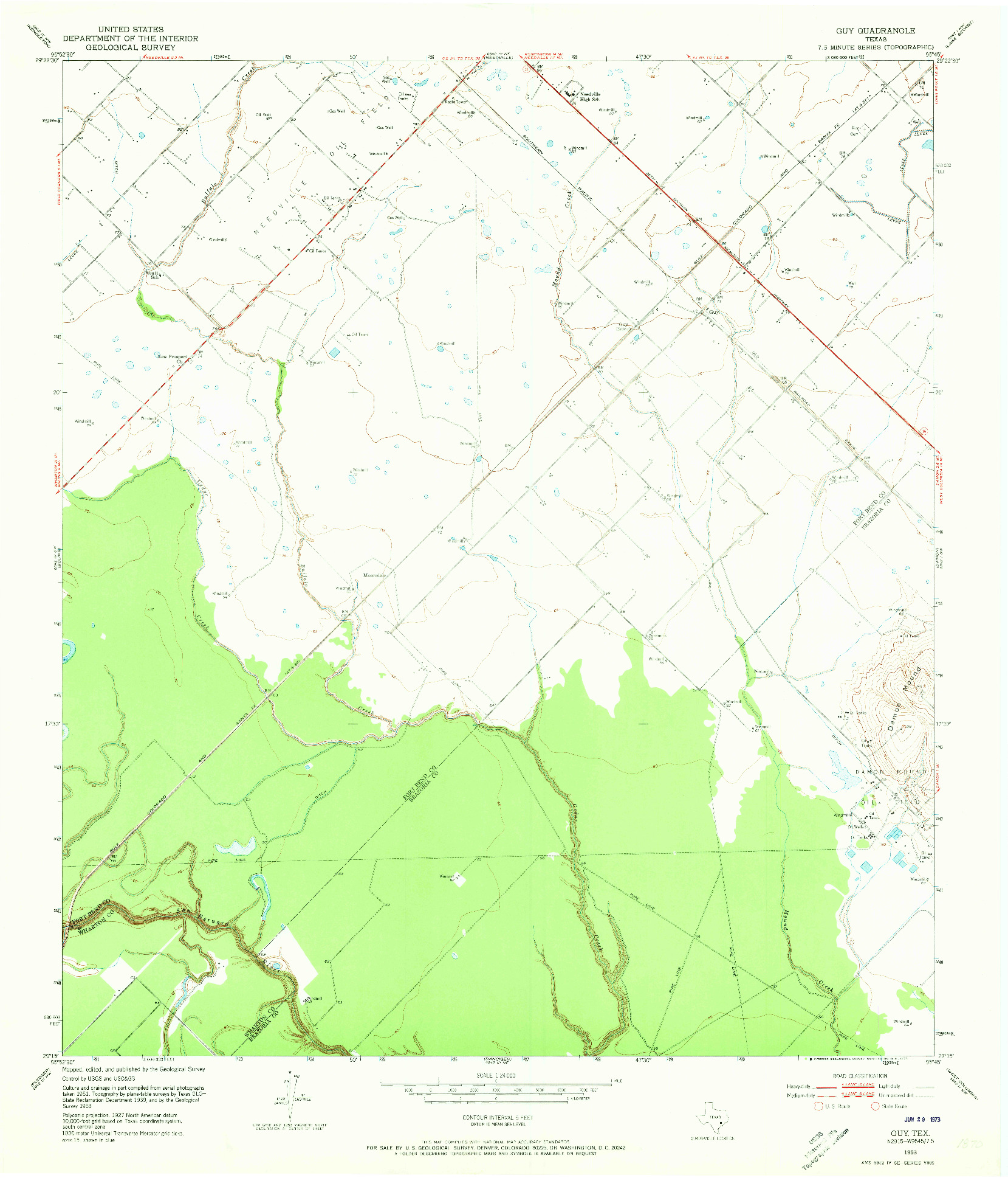 USGS 1:24000-SCALE QUADRANGLE FOR GUY, TX 1953