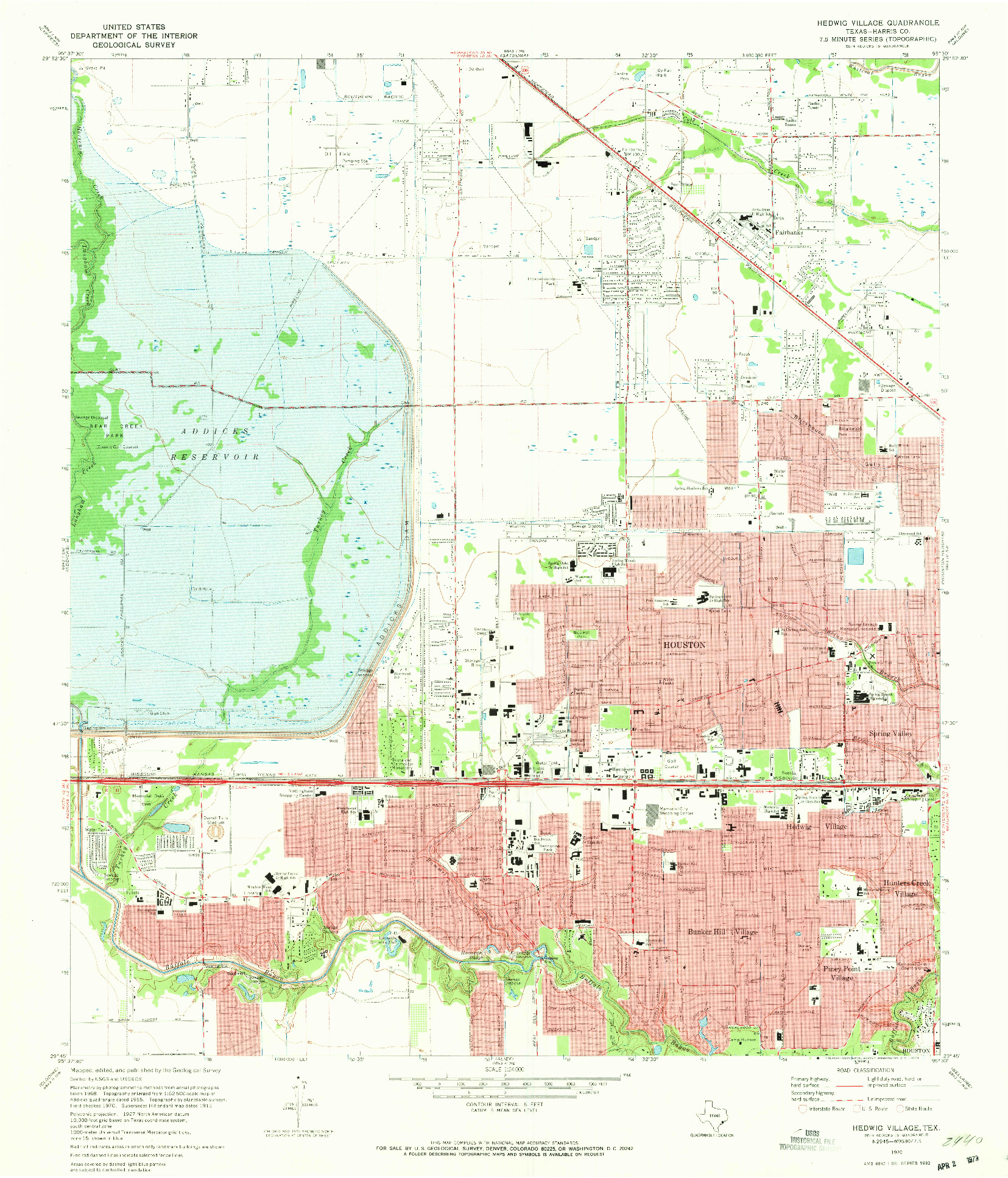 USGS 1:24000-SCALE QUADRANGLE FOR HEDWIG VILLAGE, TX 1970