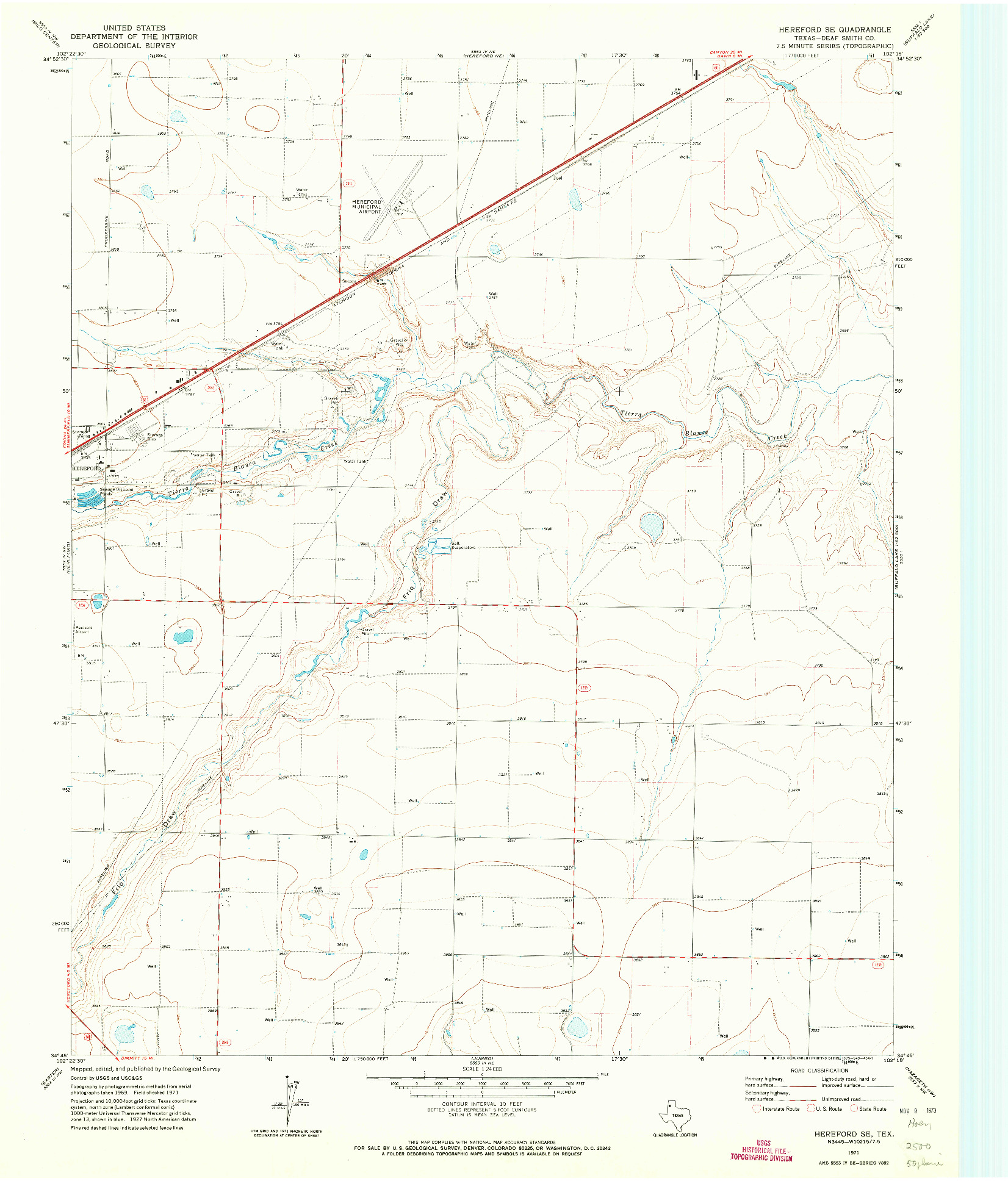 USGS 1:24000-SCALE QUADRANGLE FOR HEREFORD SE, TX 1971