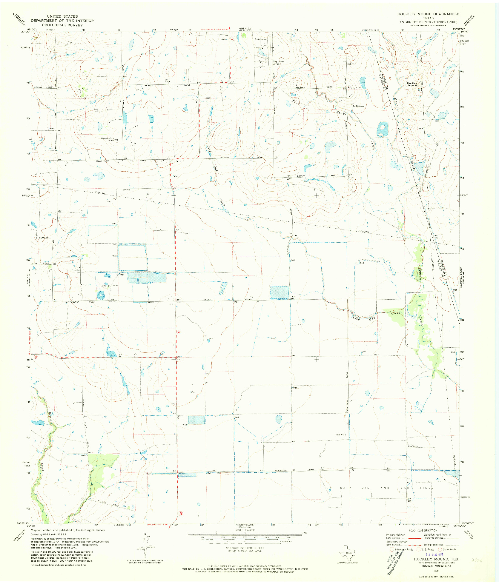 USGS 1:24000-SCALE QUADRANGLE FOR HOCKLEY MOUND, TX 1971