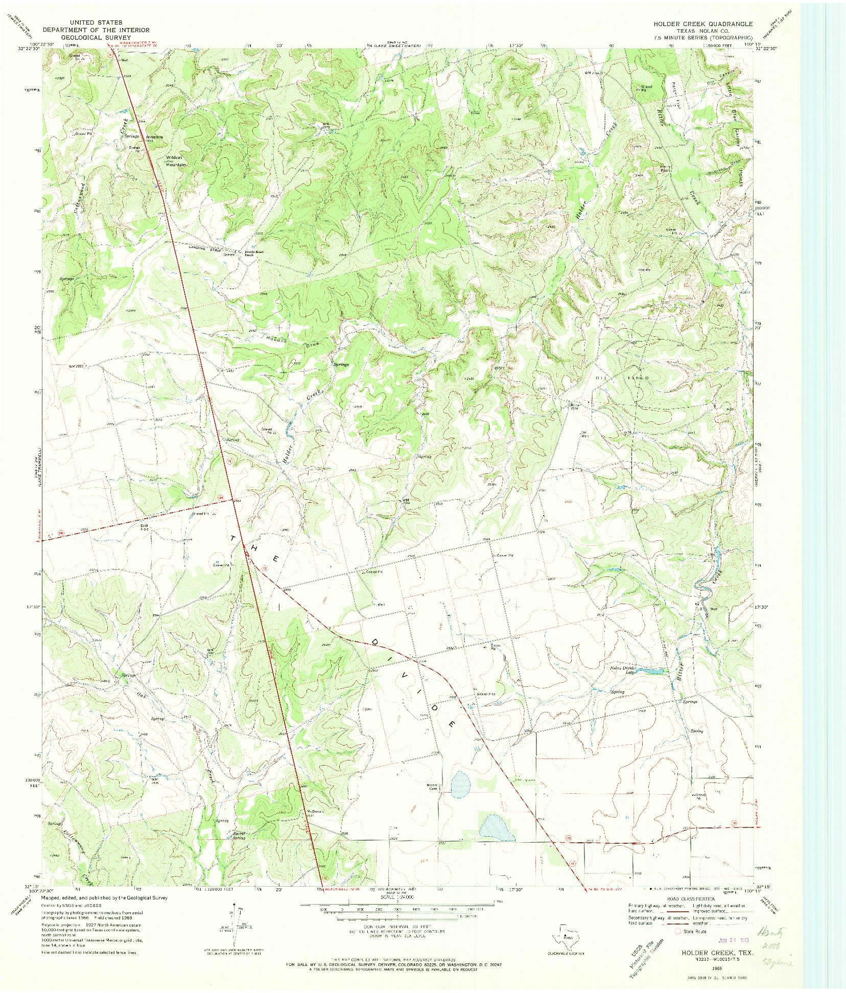 USGS 1:24000-SCALE QUADRANGLE FOR HOLDER CREEK, TX 1969