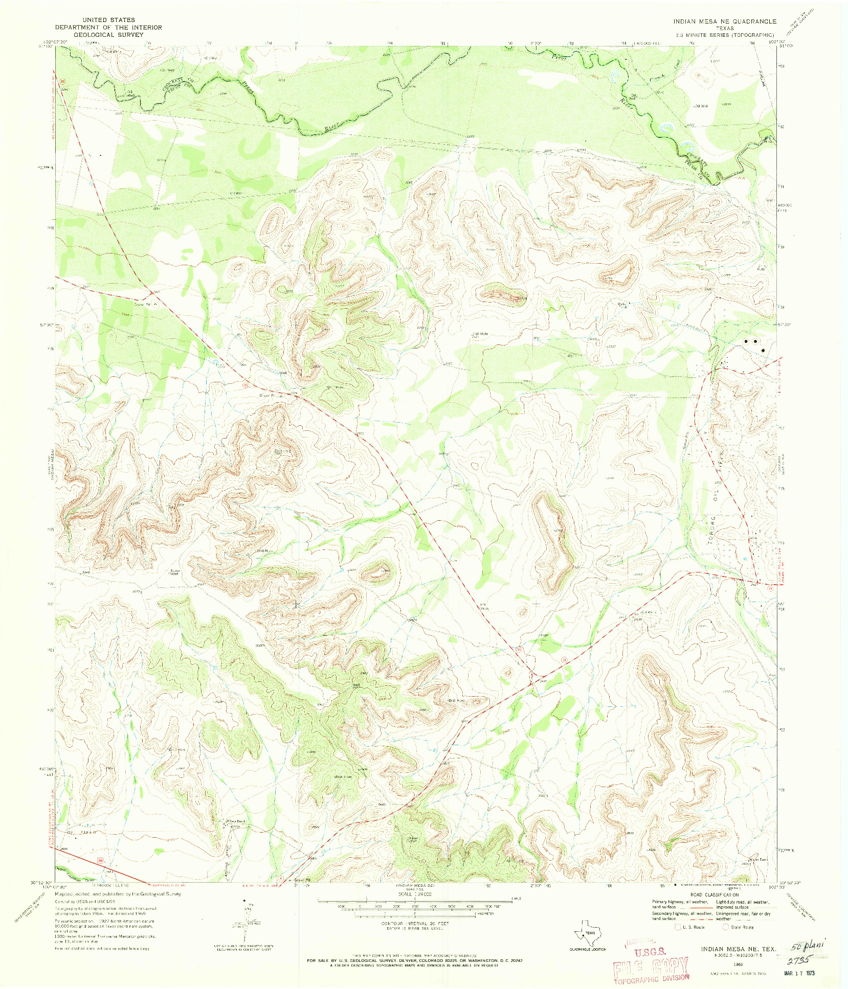 USGS 1:24000-SCALE QUADRANGLE FOR INDIAN MESA NE, TX 1969