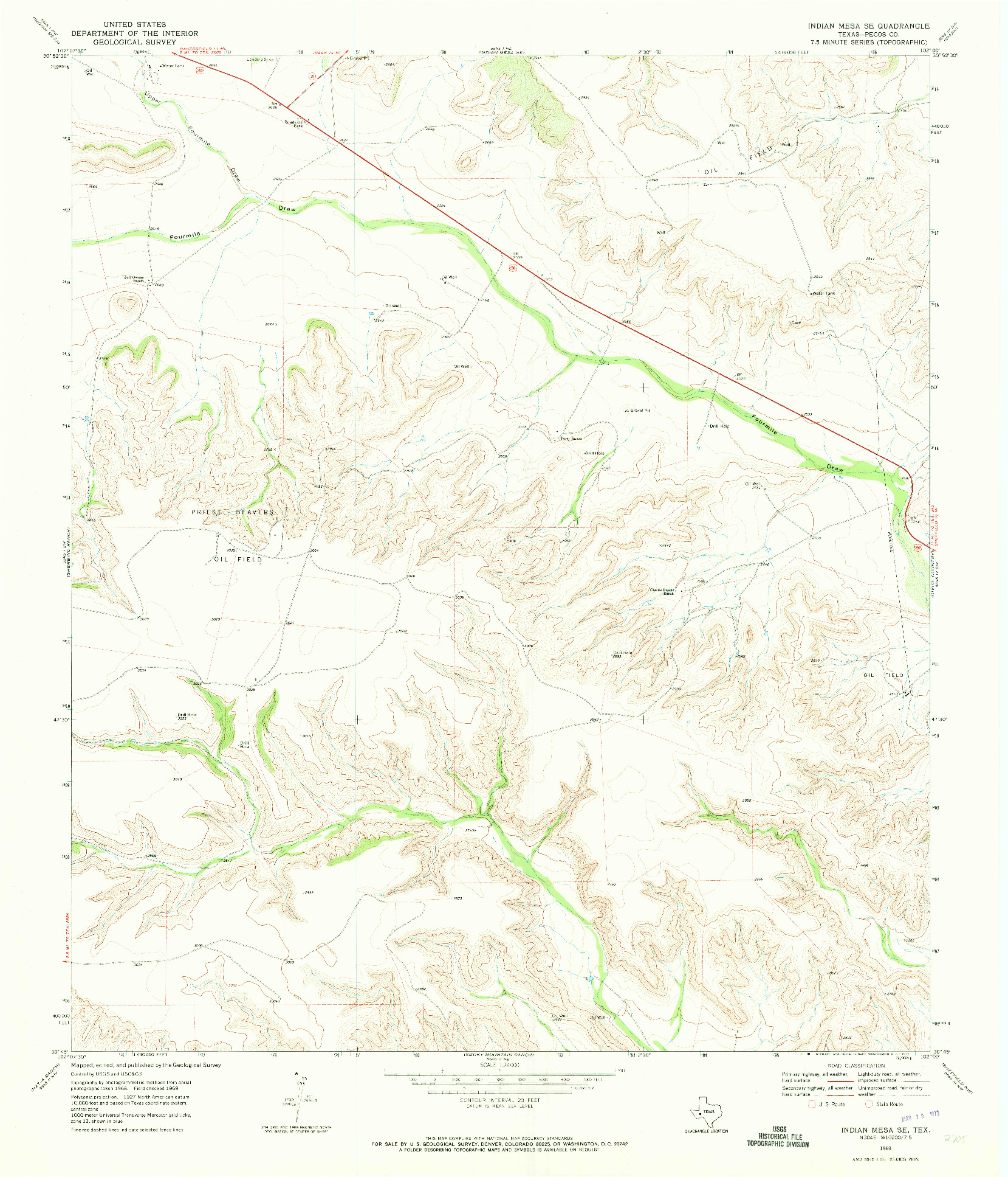 USGS 1:24000-SCALE QUADRANGLE FOR INDIAN MESA SE, TX 1969