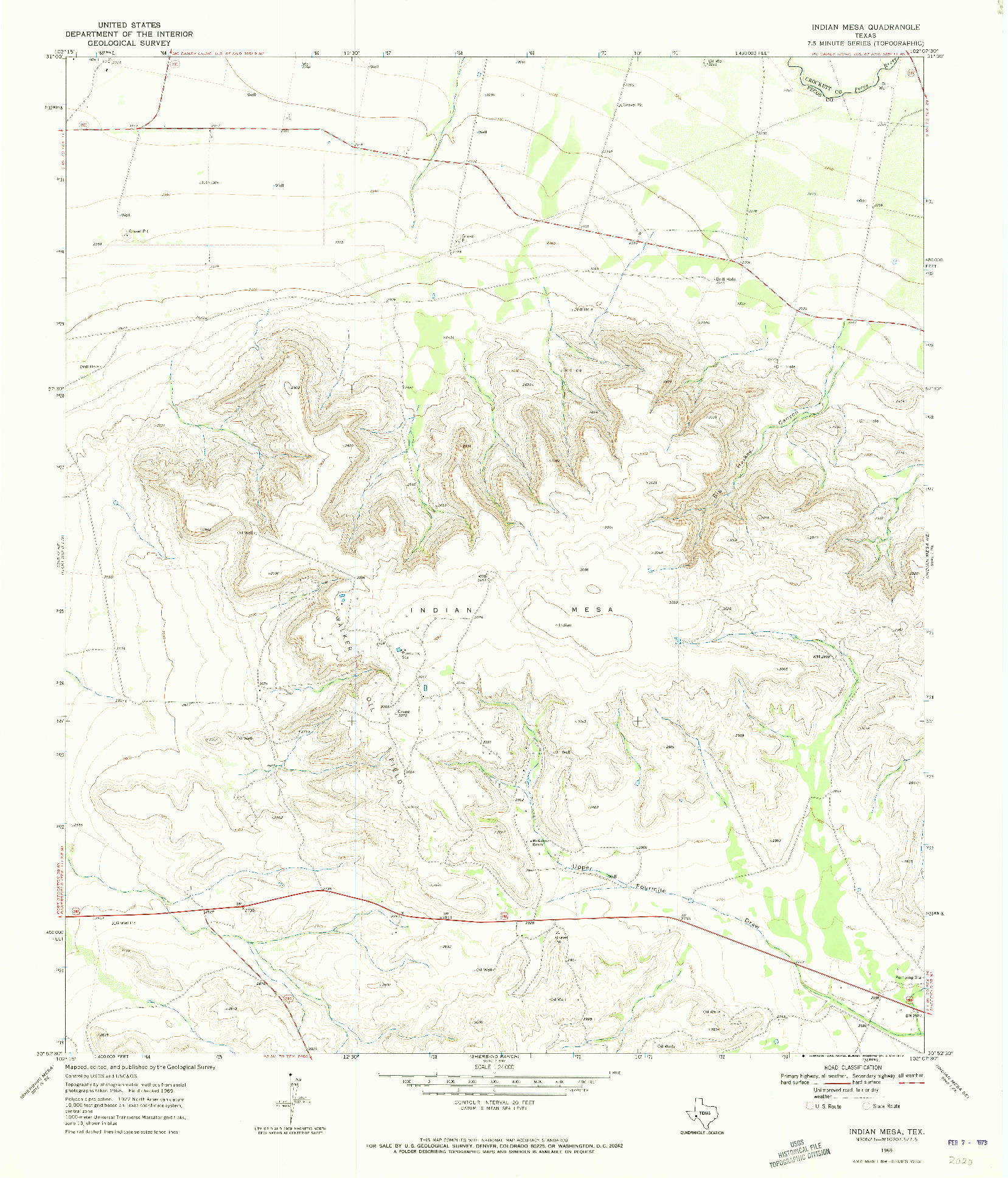 USGS 1:24000-SCALE QUADRANGLE FOR INDIAN MESA, TX 1969