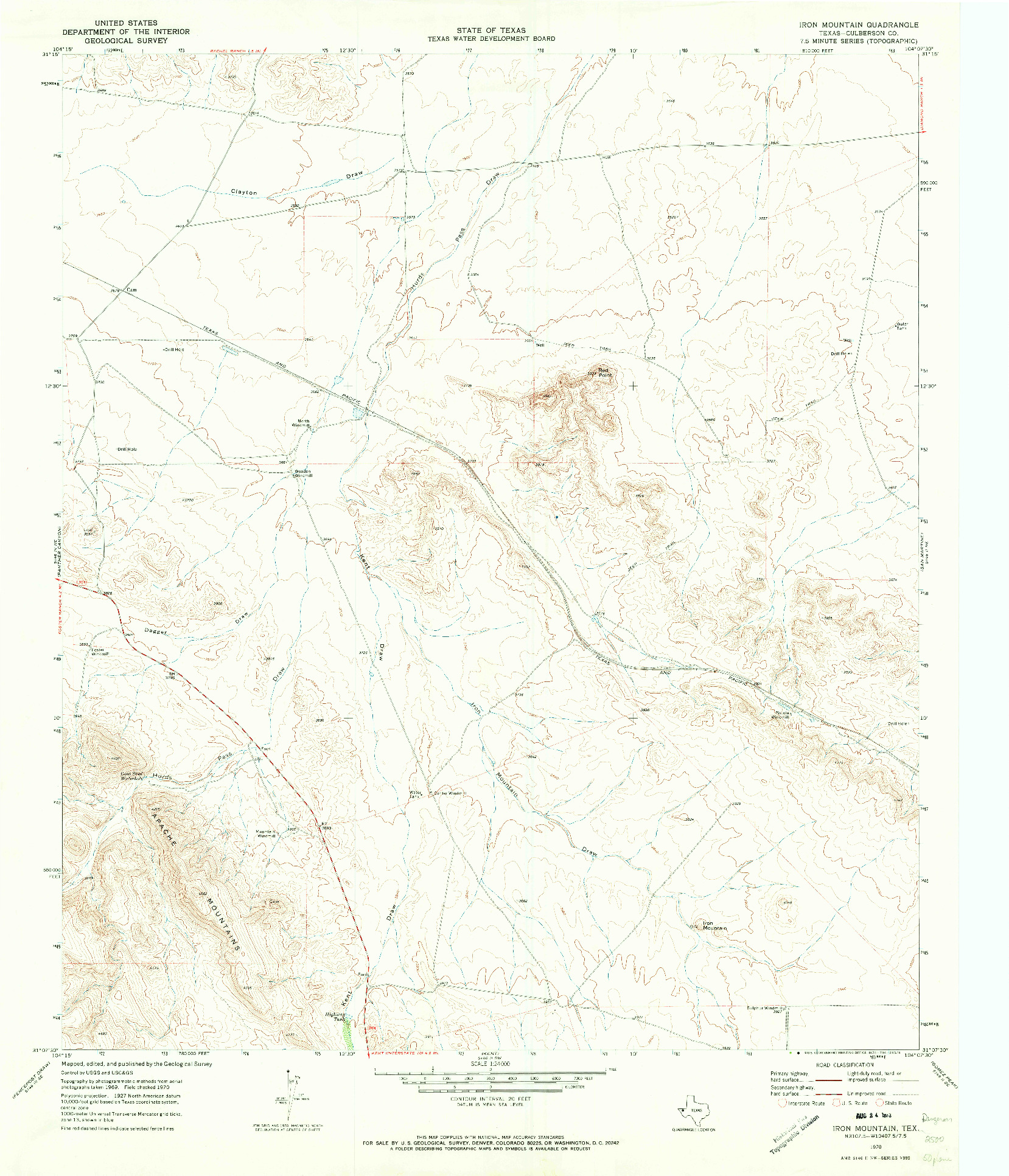 USGS 1:24000-SCALE QUADRANGLE FOR IRON MOUNTAIN, TX 1970