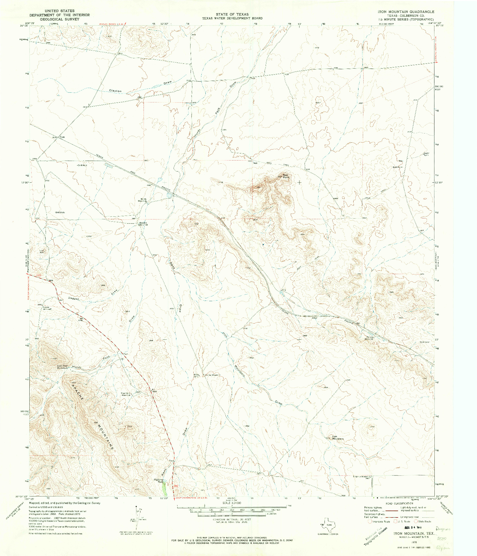 USGS 1:24000-SCALE QUADRANGLE FOR IRON MOUNTAIN, TX 1970