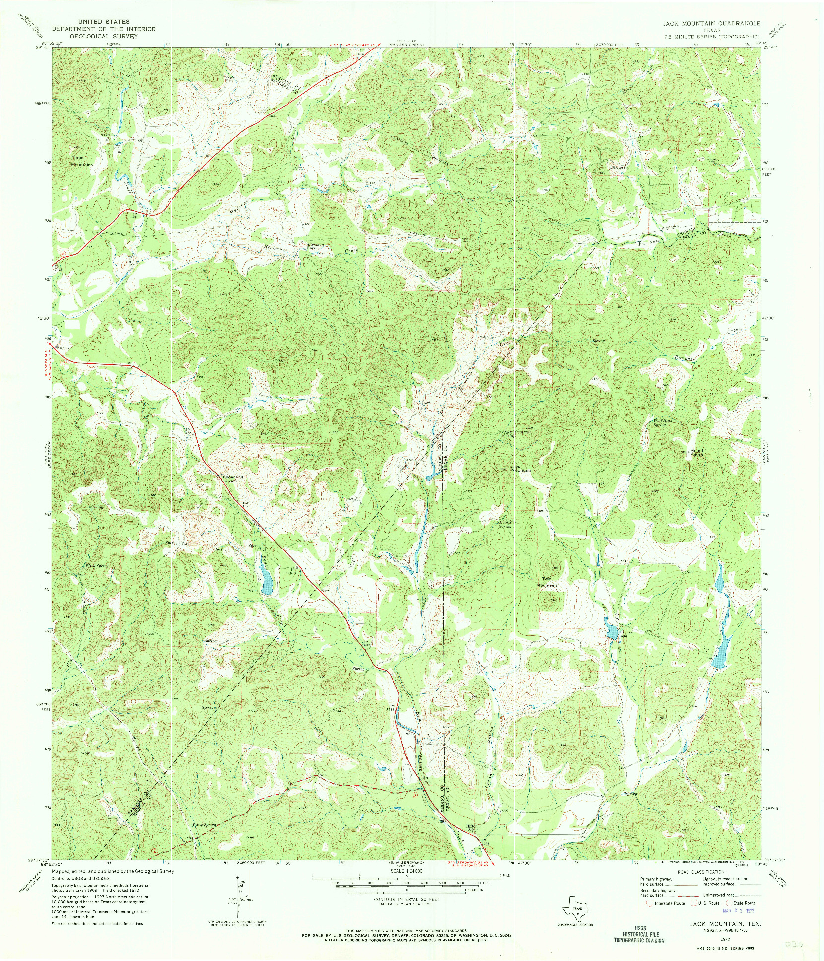 USGS 1:24000-SCALE QUADRANGLE FOR JACK MOUNTAIN, TX 1970