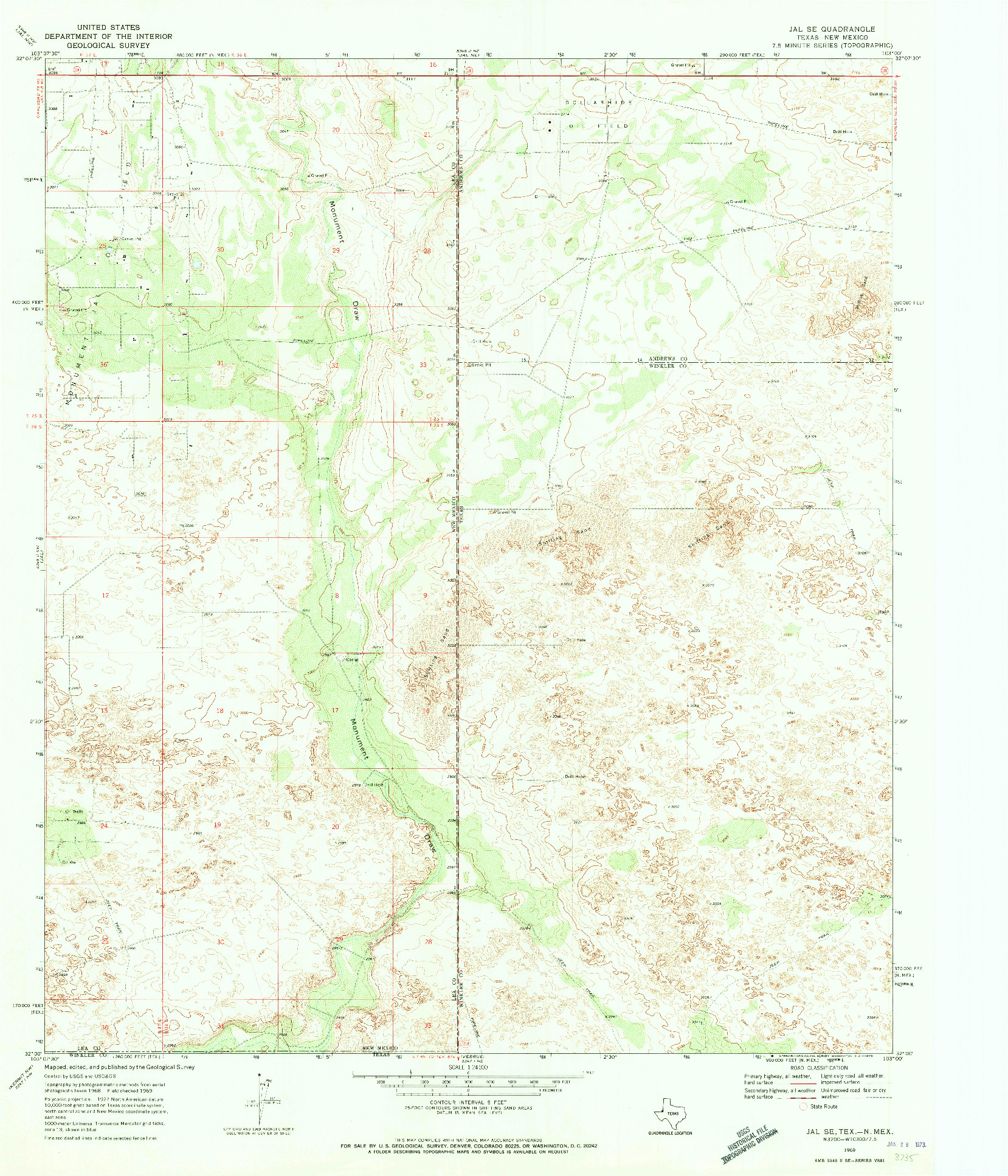 USGS 1:24000-SCALE QUADRANGLE FOR JAL SE, TX 1969