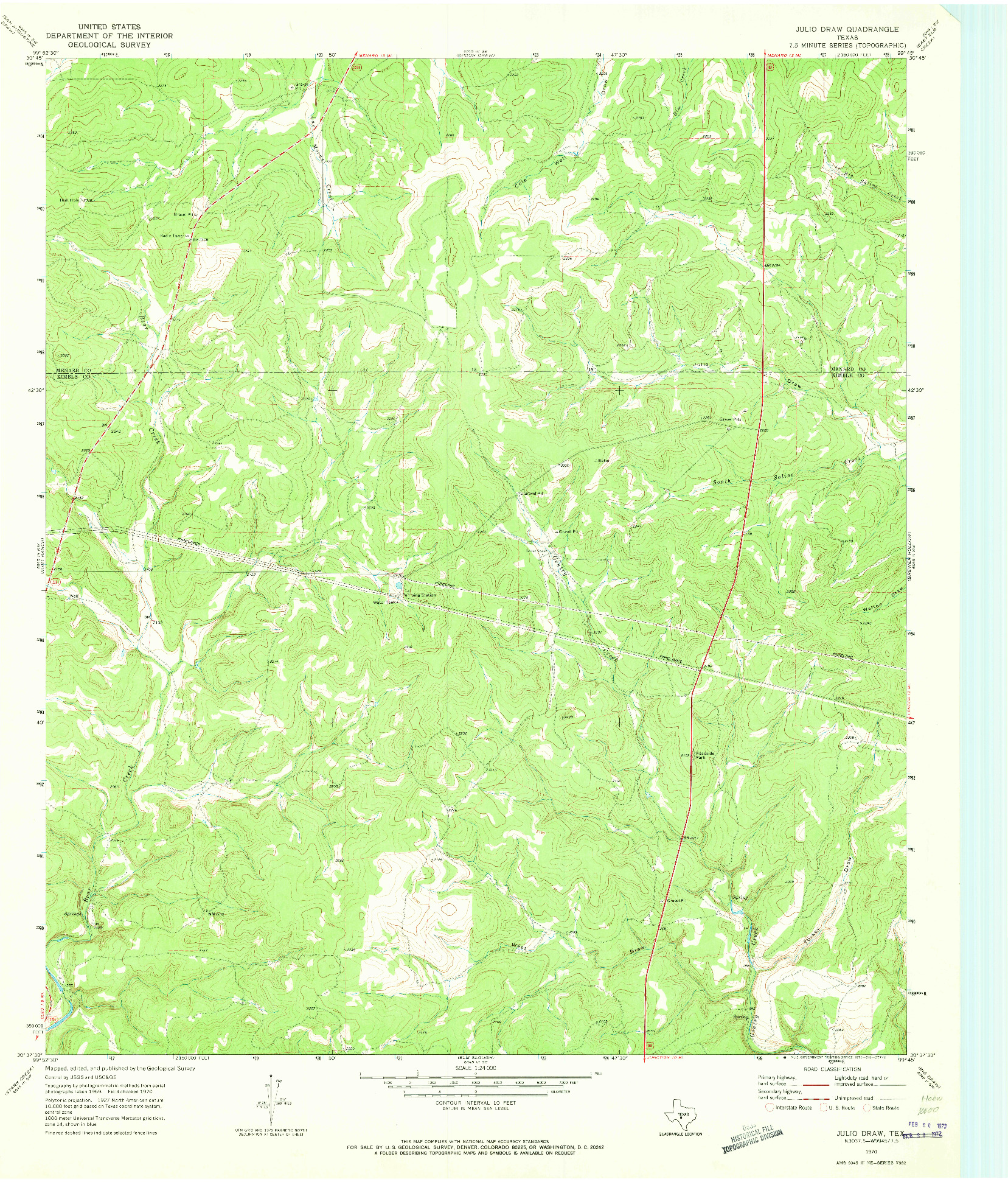 USGS 1:24000-SCALE QUADRANGLE FOR JULIO DRAW, TX 1970