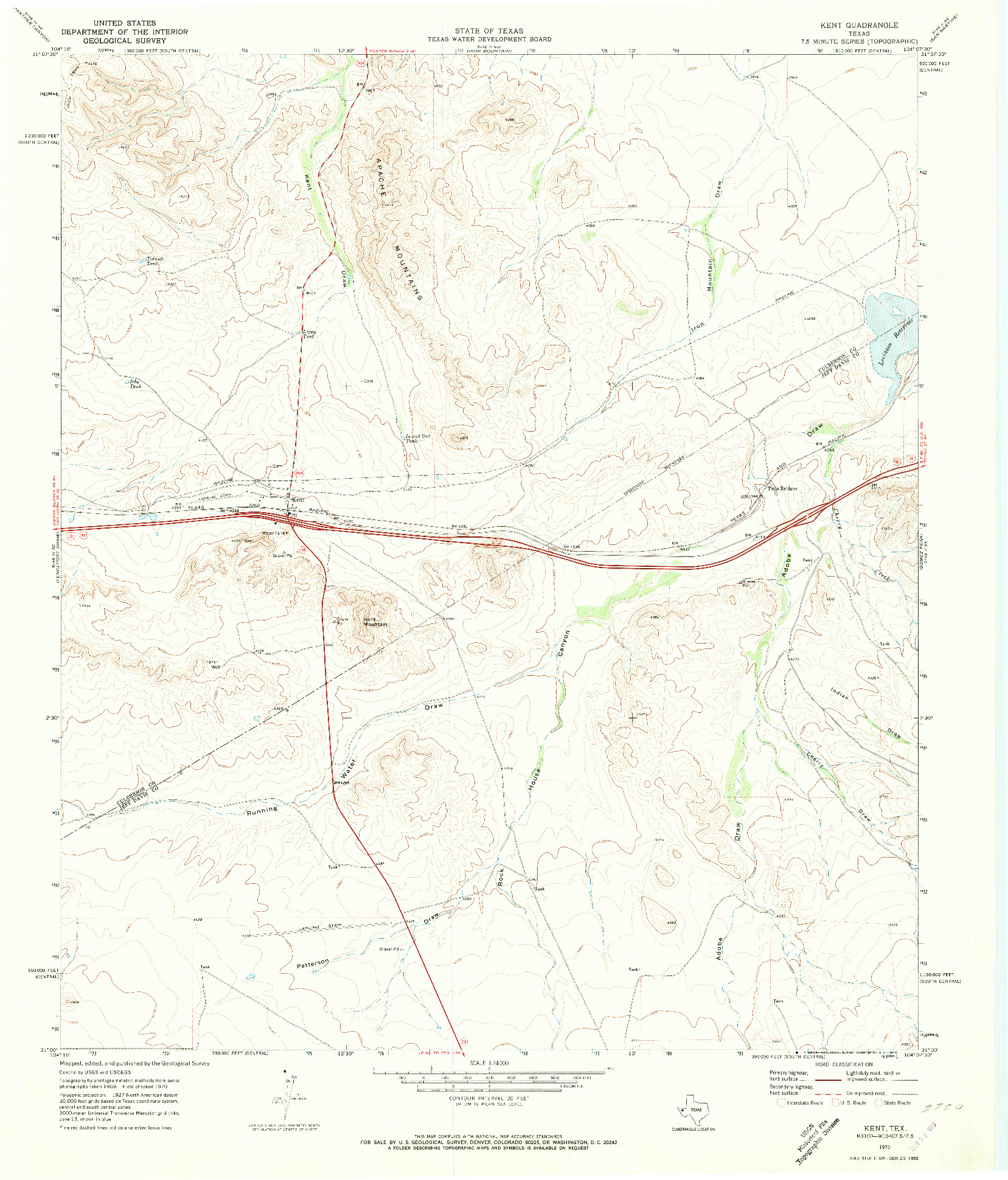 USGS 1:24000-SCALE QUADRANGLE FOR KENT, TX 1970