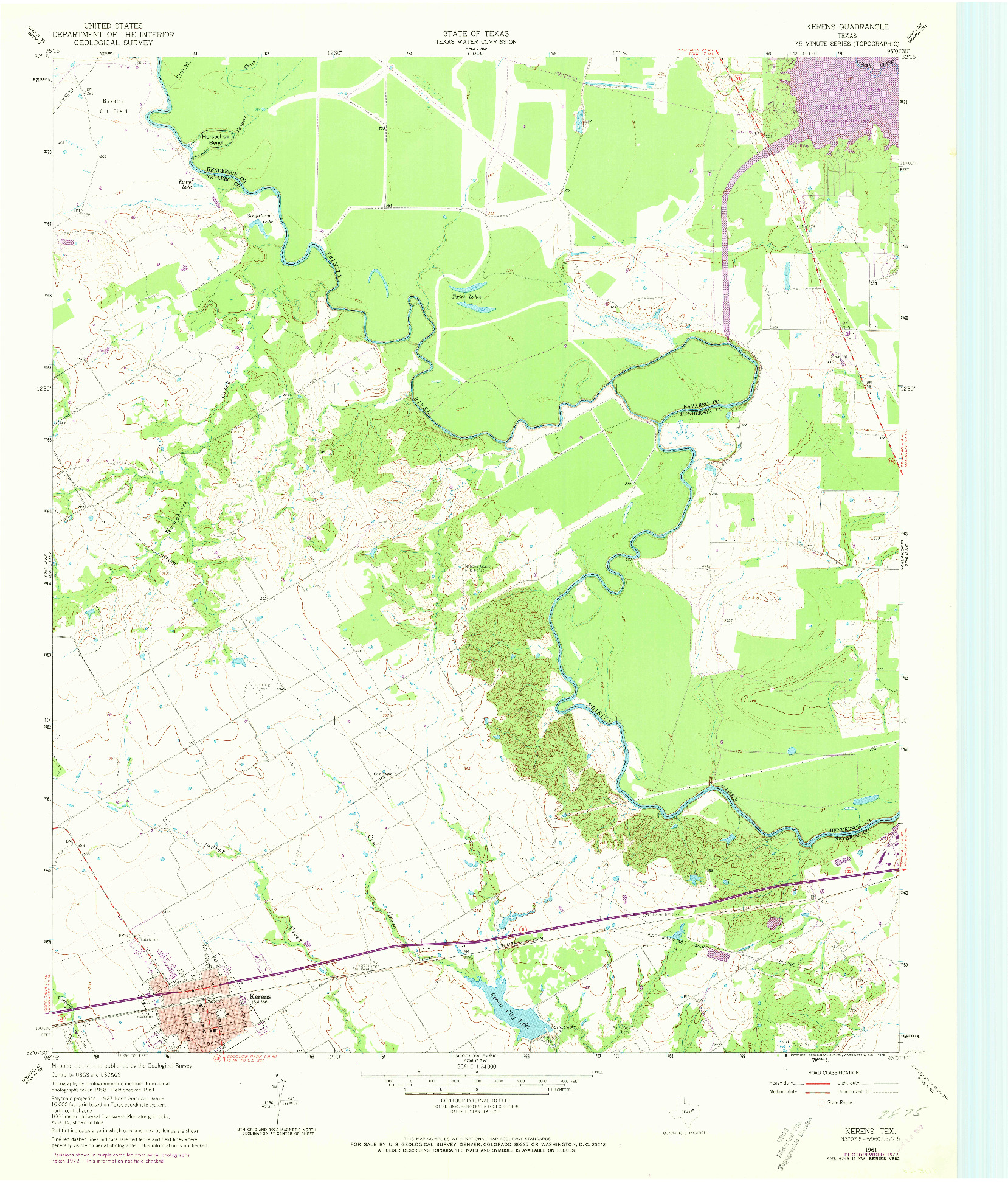 USGS 1:24000-SCALE QUADRANGLE FOR KERENS, TX 1961