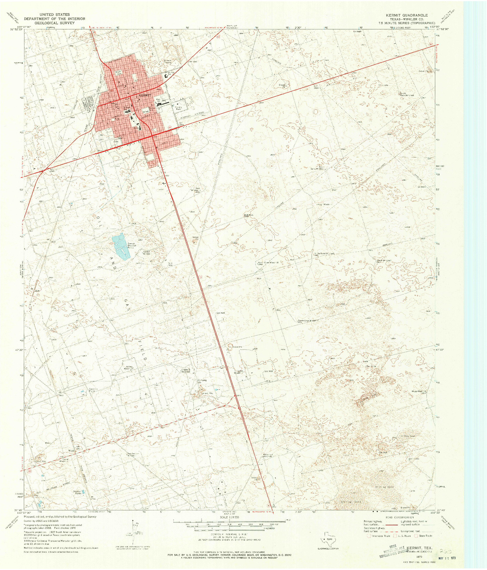USGS 1:24000-SCALE QUADRANGLE FOR KERMIT, TX 1970