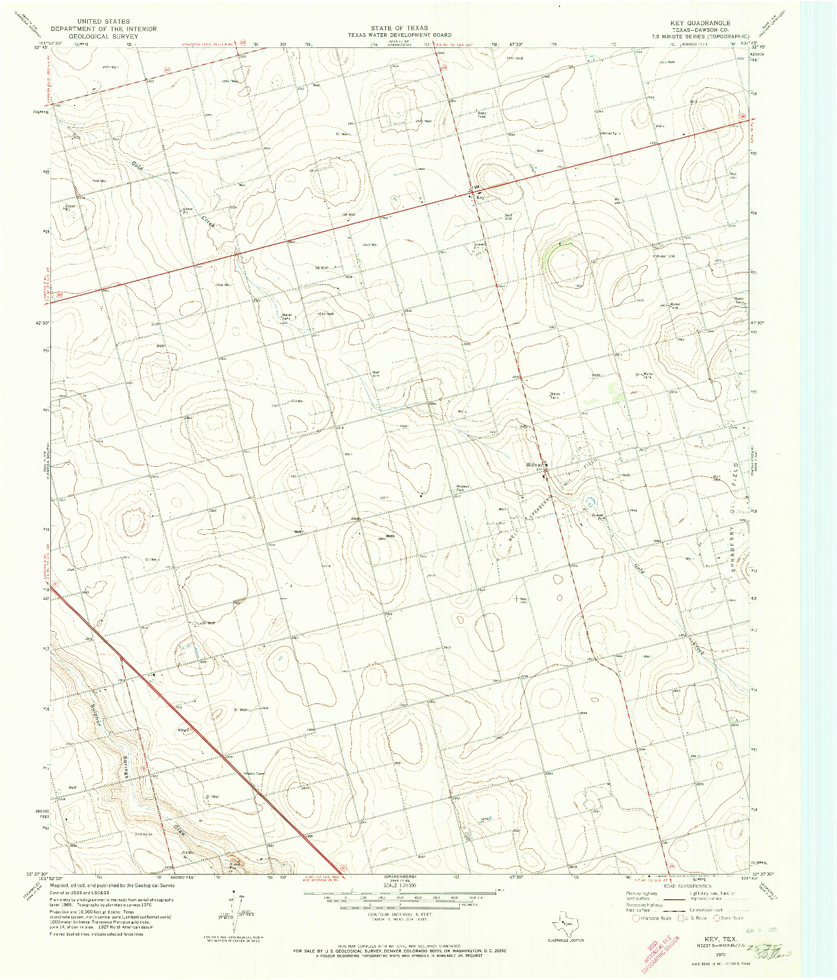 USGS 1:24000-SCALE QUADRANGLE FOR KEY, TX 1970