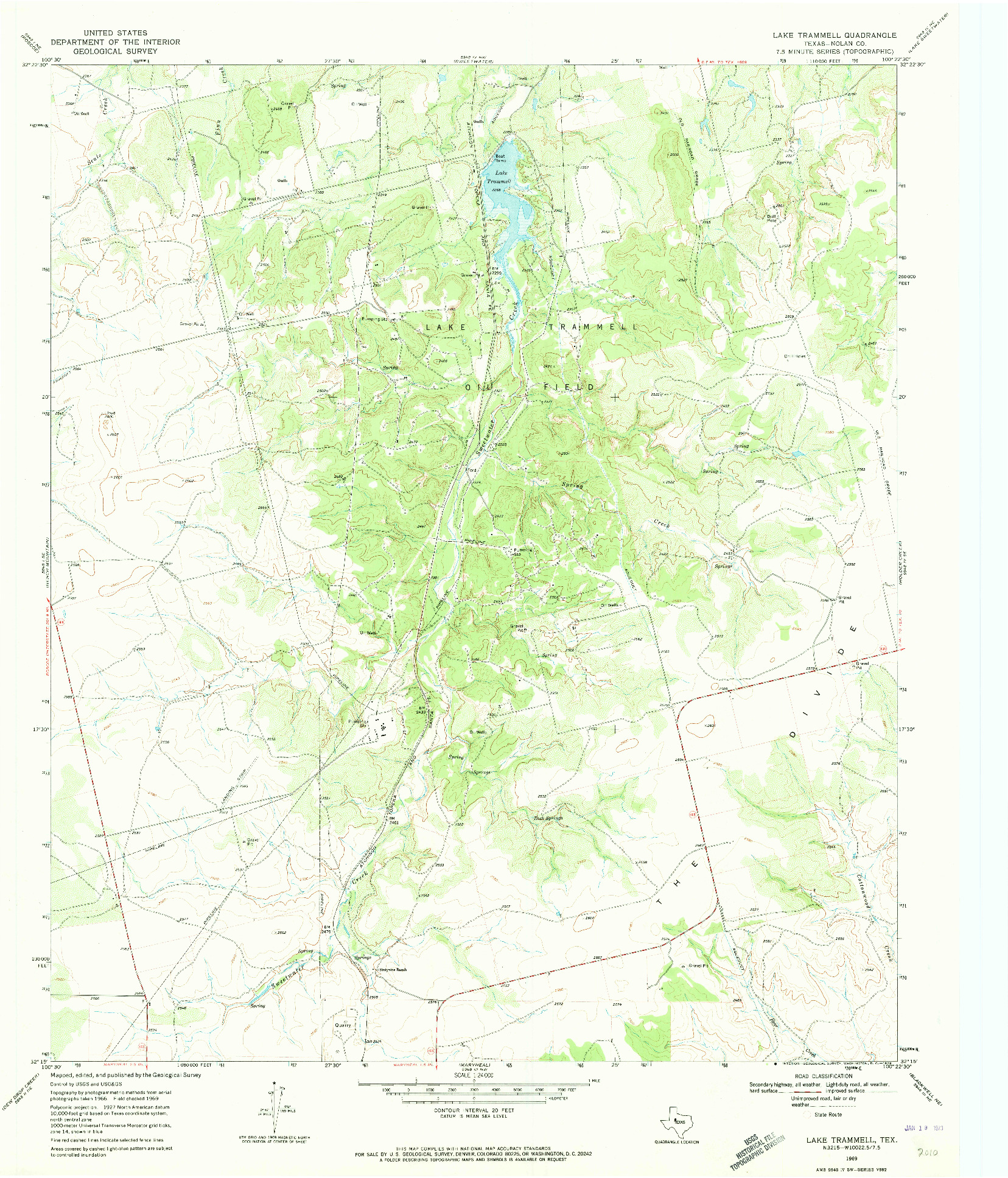 USGS 1:24000-SCALE QUADRANGLE FOR LAKE TRAMMELL, TX 1969