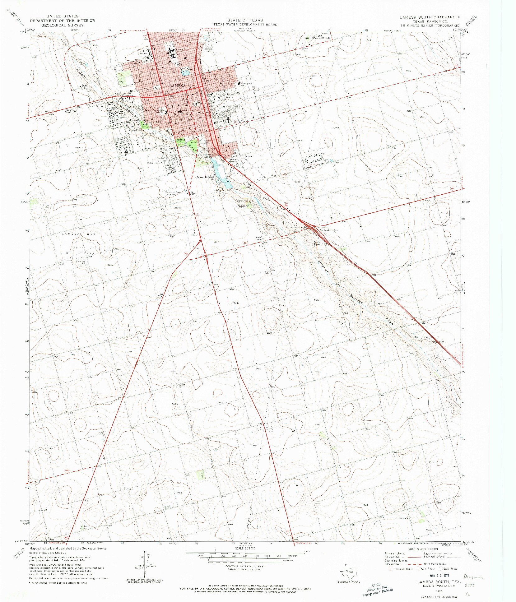USGS 1:24000-SCALE QUADRANGLE FOR LAMESA SOUTH, TX 1970