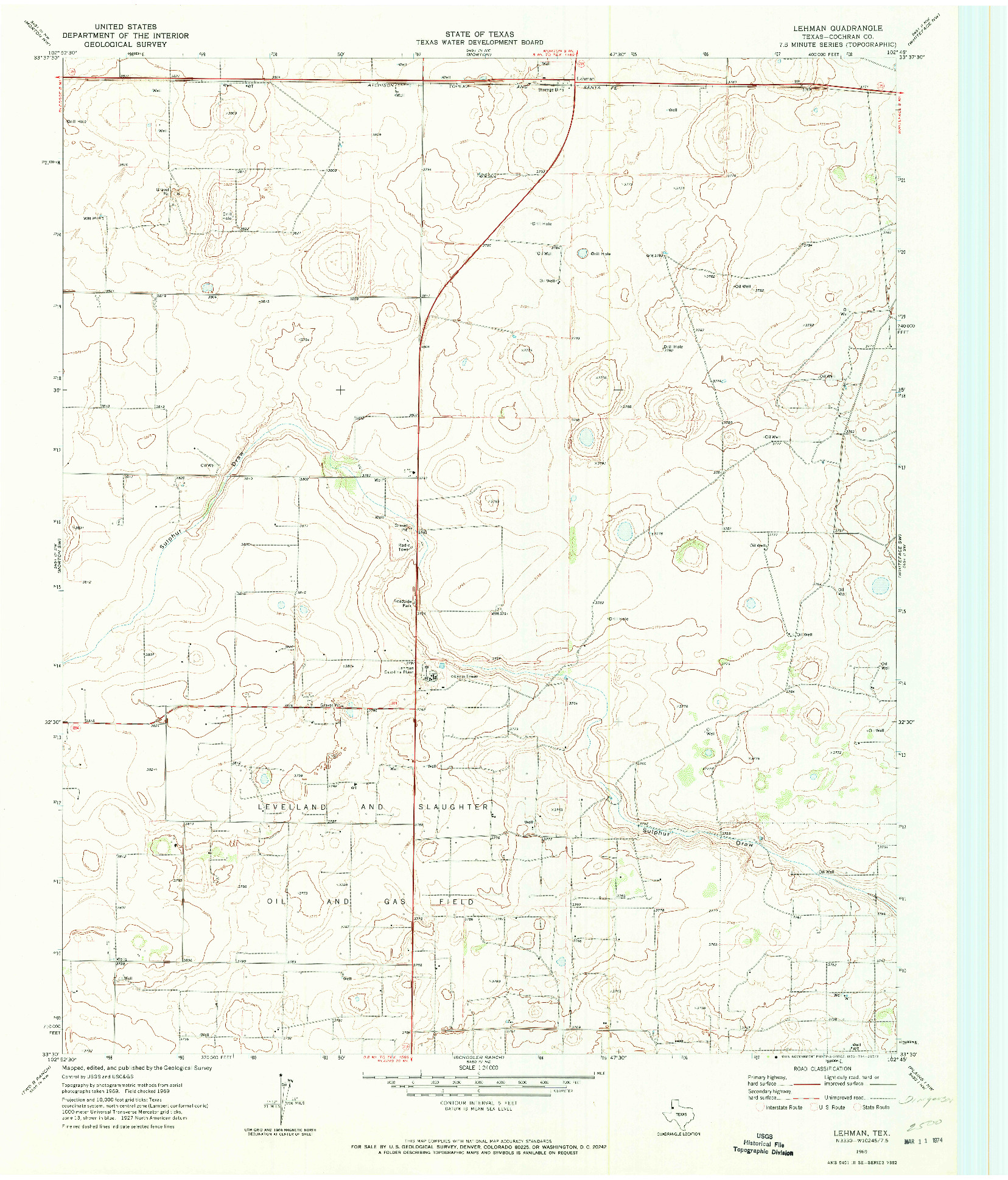 USGS 1:24000-SCALE QUADRANGLE FOR LEHMAN, TX 1969