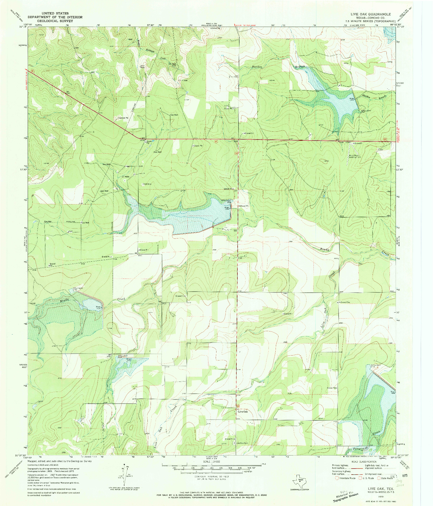 USGS 1:24000-SCALE QUADRANGLE FOR LIVE OAK, TX 1970