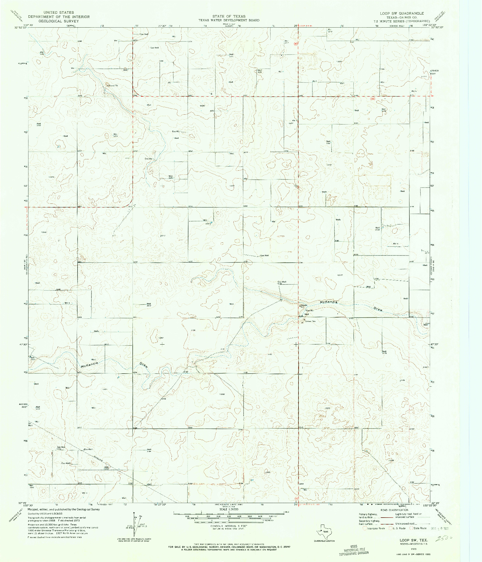 USGS 1:24000-SCALE QUADRANGLE FOR LOOP SW, TX 1970