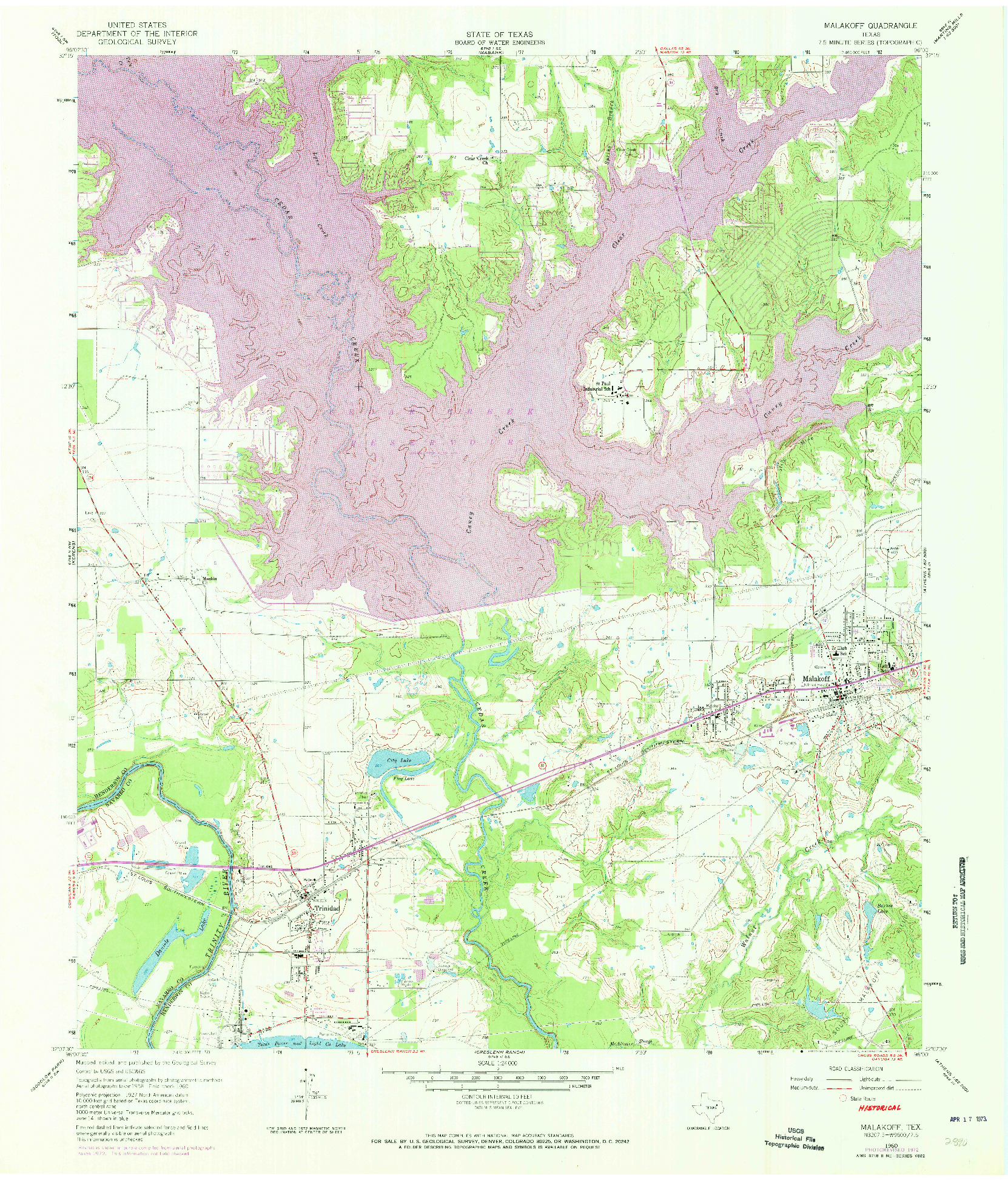 USGS 1:24000-SCALE QUADRANGLE FOR MALAKOFF, TX 1960