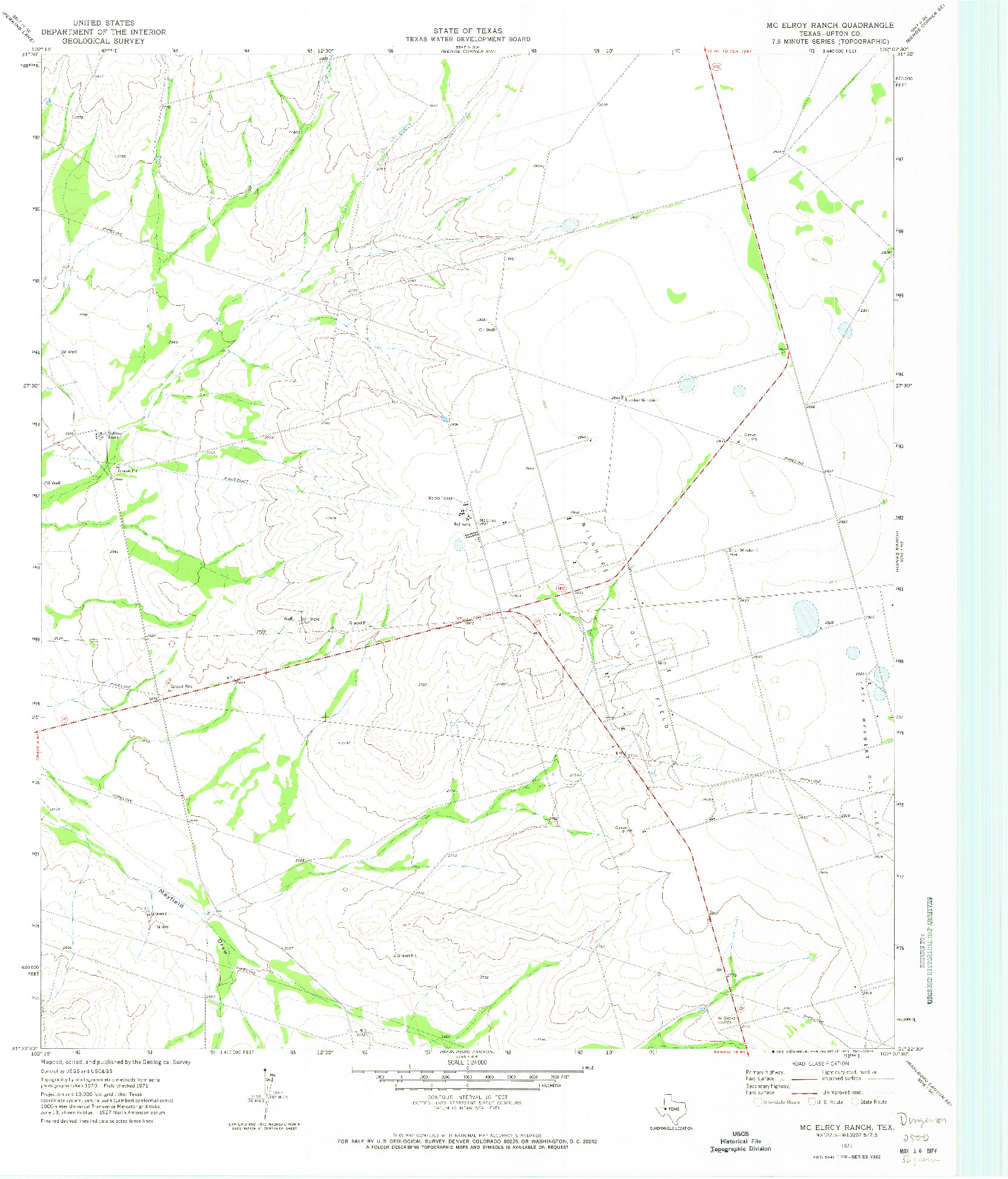 USGS 1:24000-SCALE QUADRANGLE FOR MCELROY RANCH, TX 1971