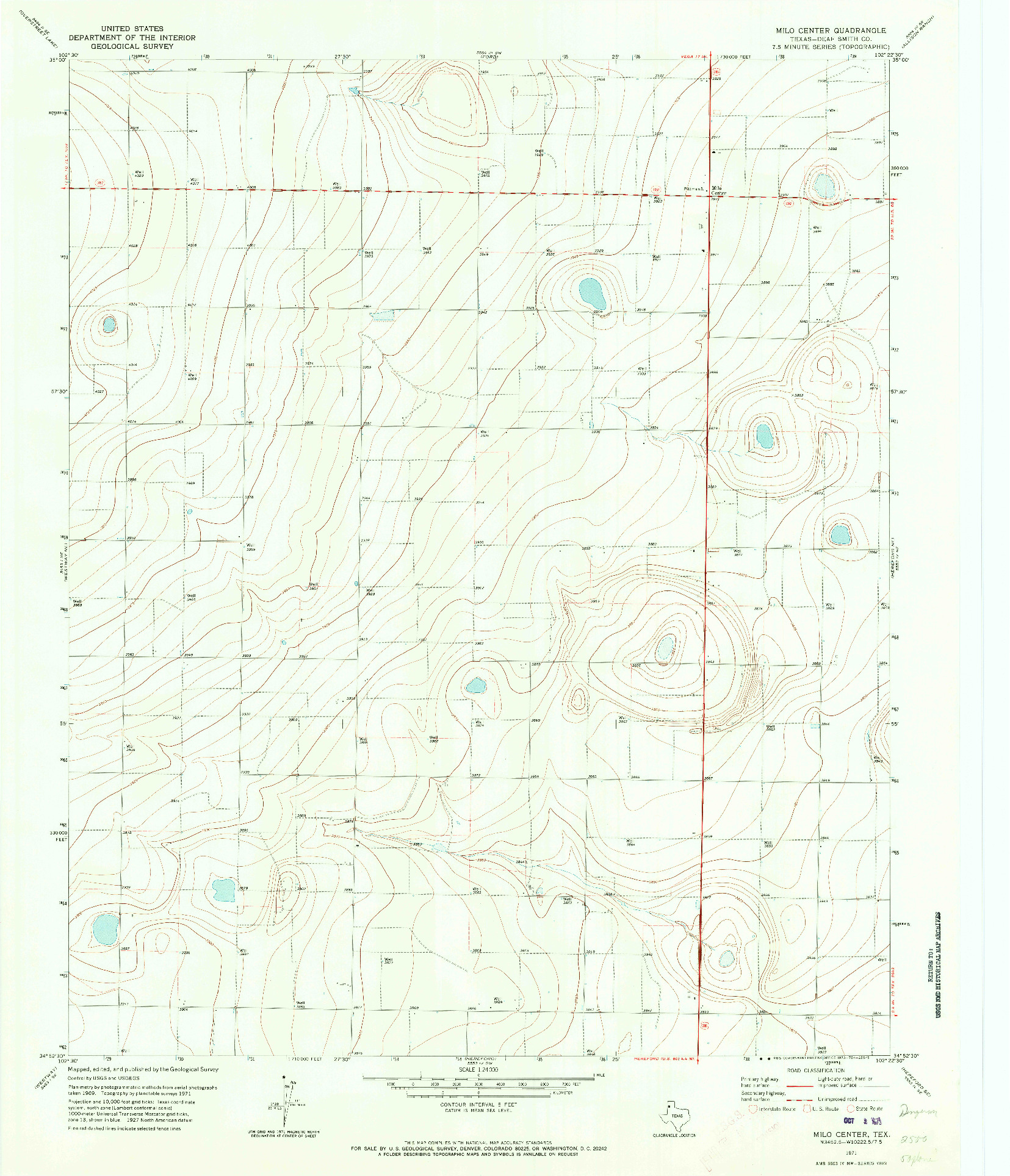 USGS 1:24000-SCALE QUADRANGLE FOR MILO CENTER, TX 1971
