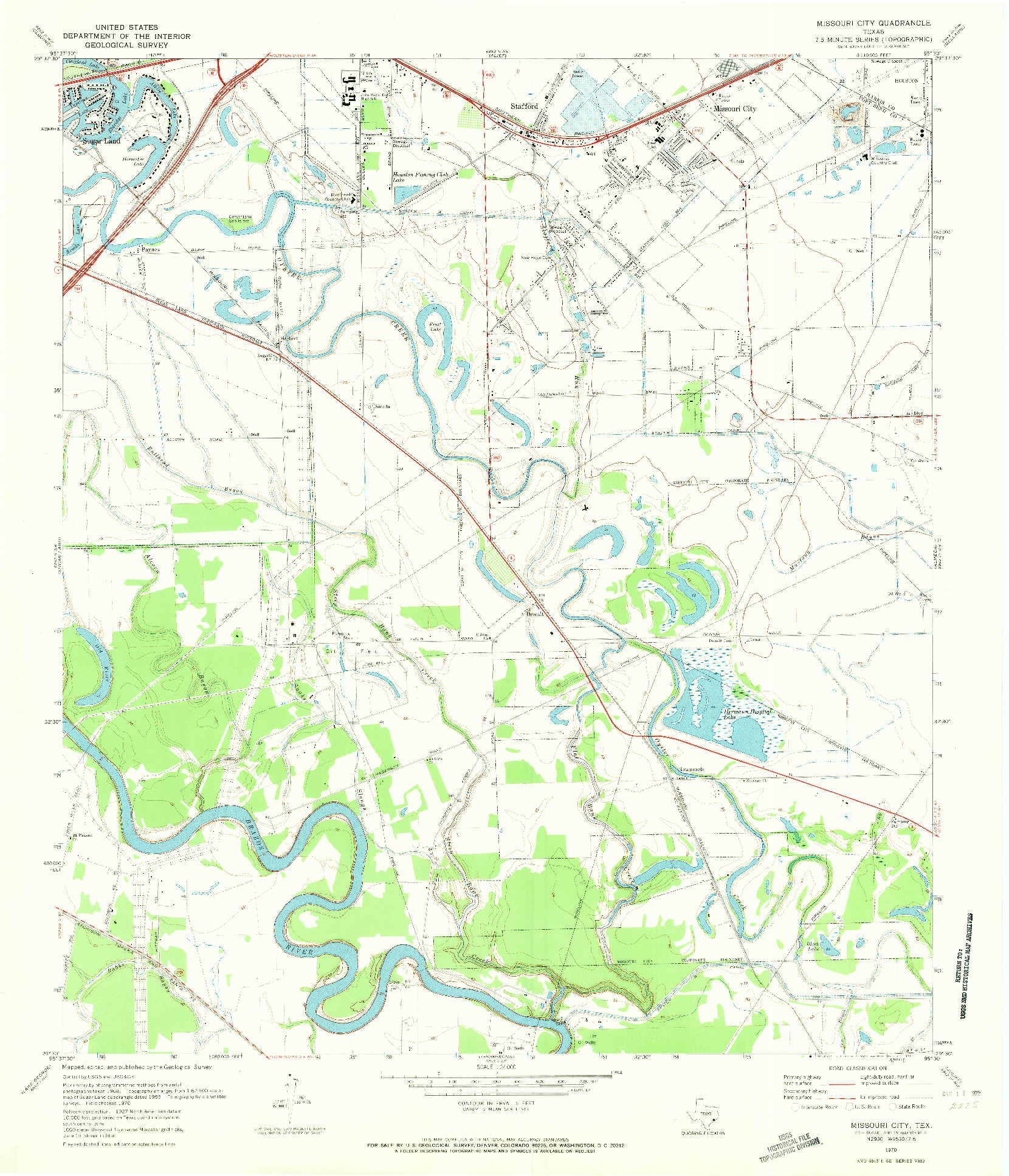 USGS 1:24000-SCALE QUADRANGLE FOR MISSOURI CITY, TX 1970