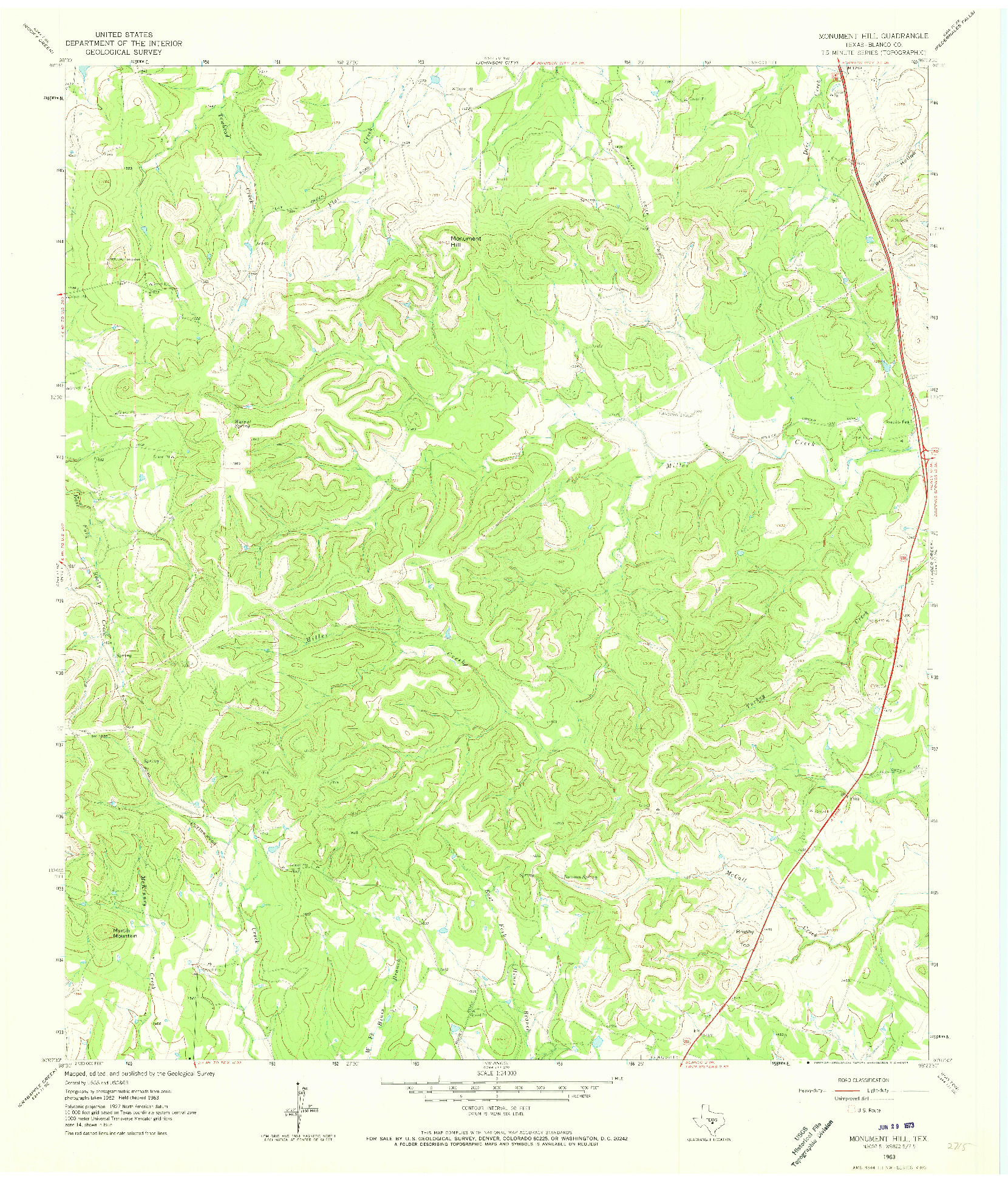 USGS 1:24000-SCALE QUADRANGLE FOR MONUMENT HILL, TX 1963