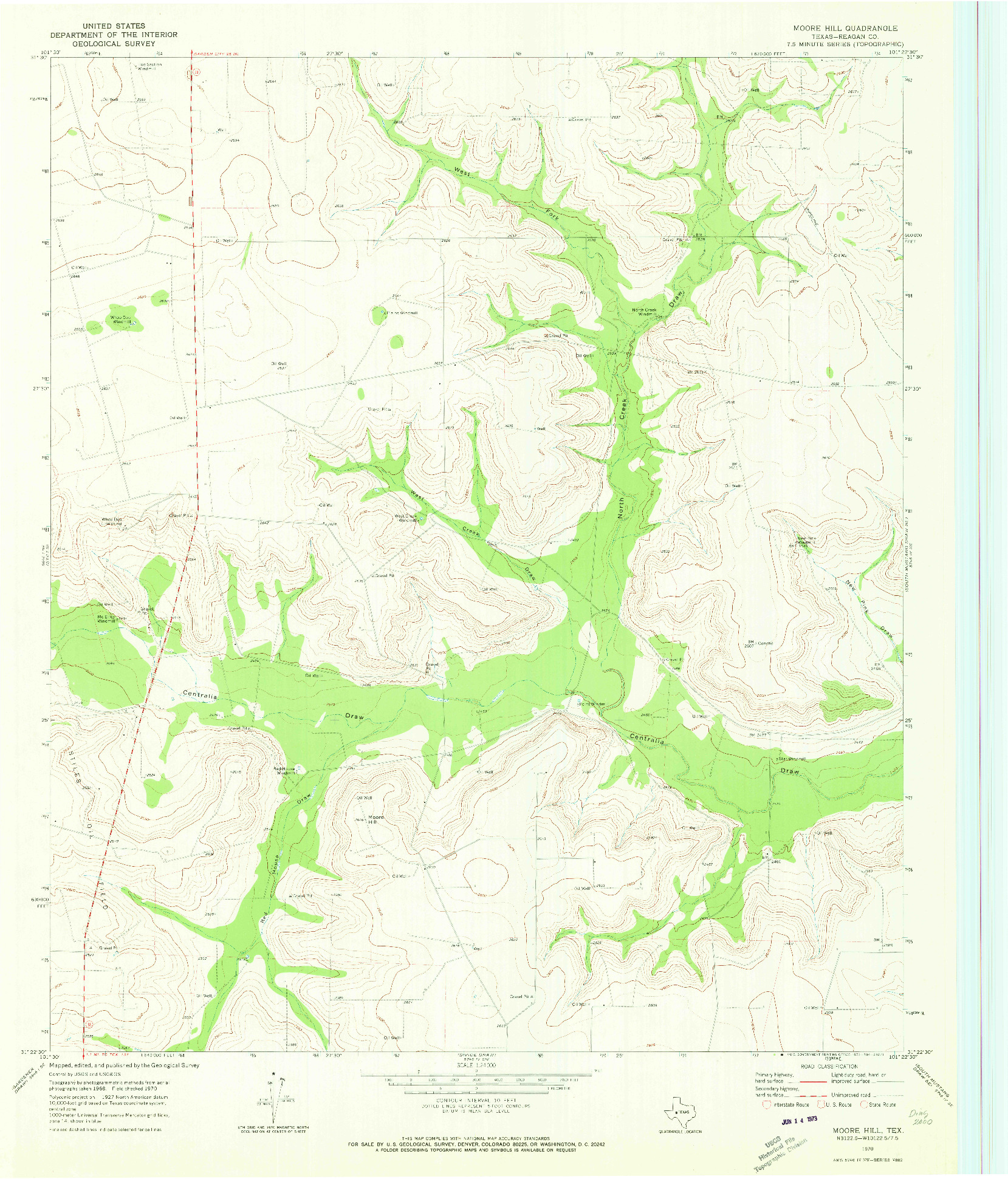 USGS 1:24000-SCALE QUADRANGLE FOR MOORE HILL, TX 1970