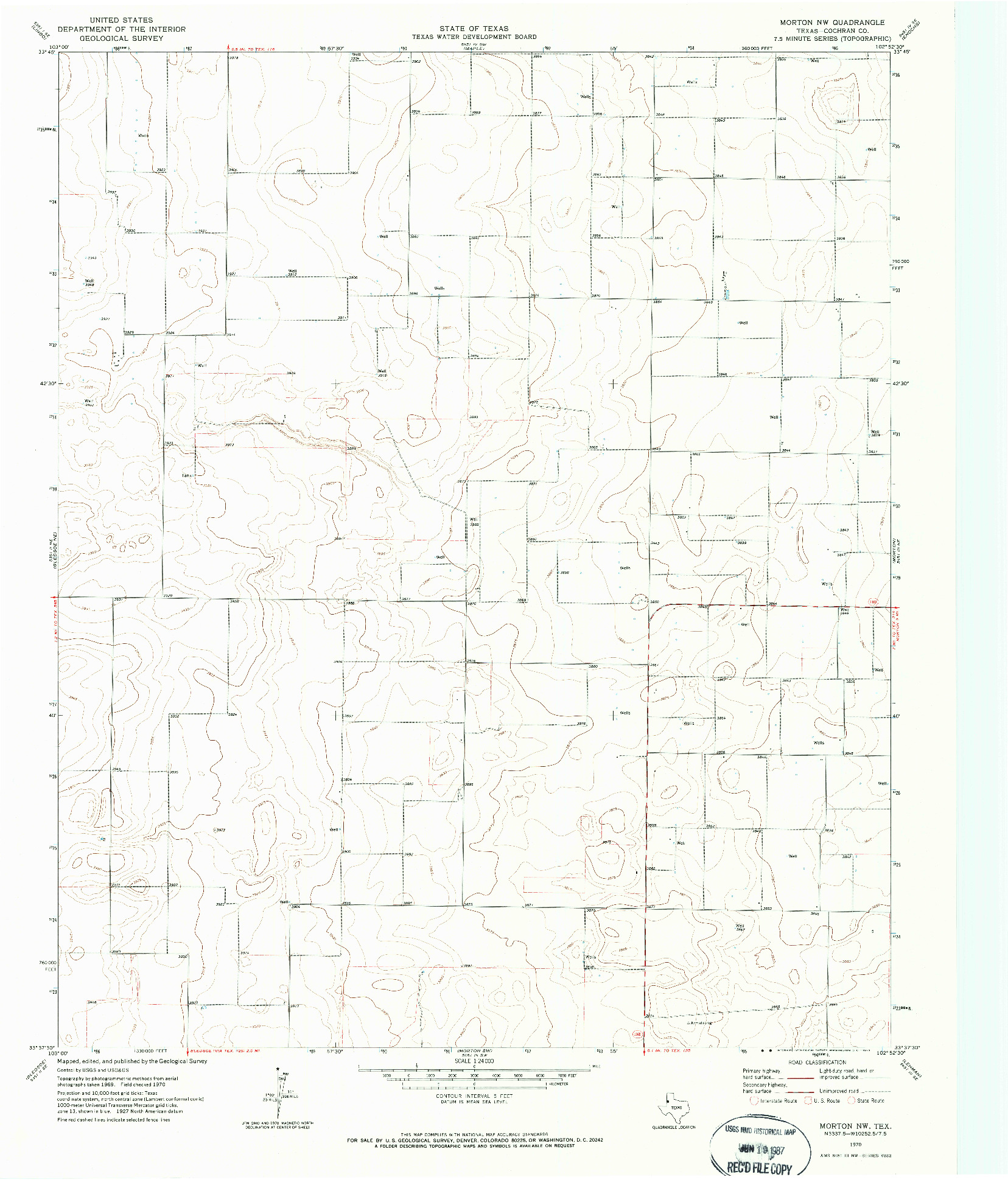 USGS 1:24000-SCALE QUADRANGLE FOR MORTON NW, TX 1970